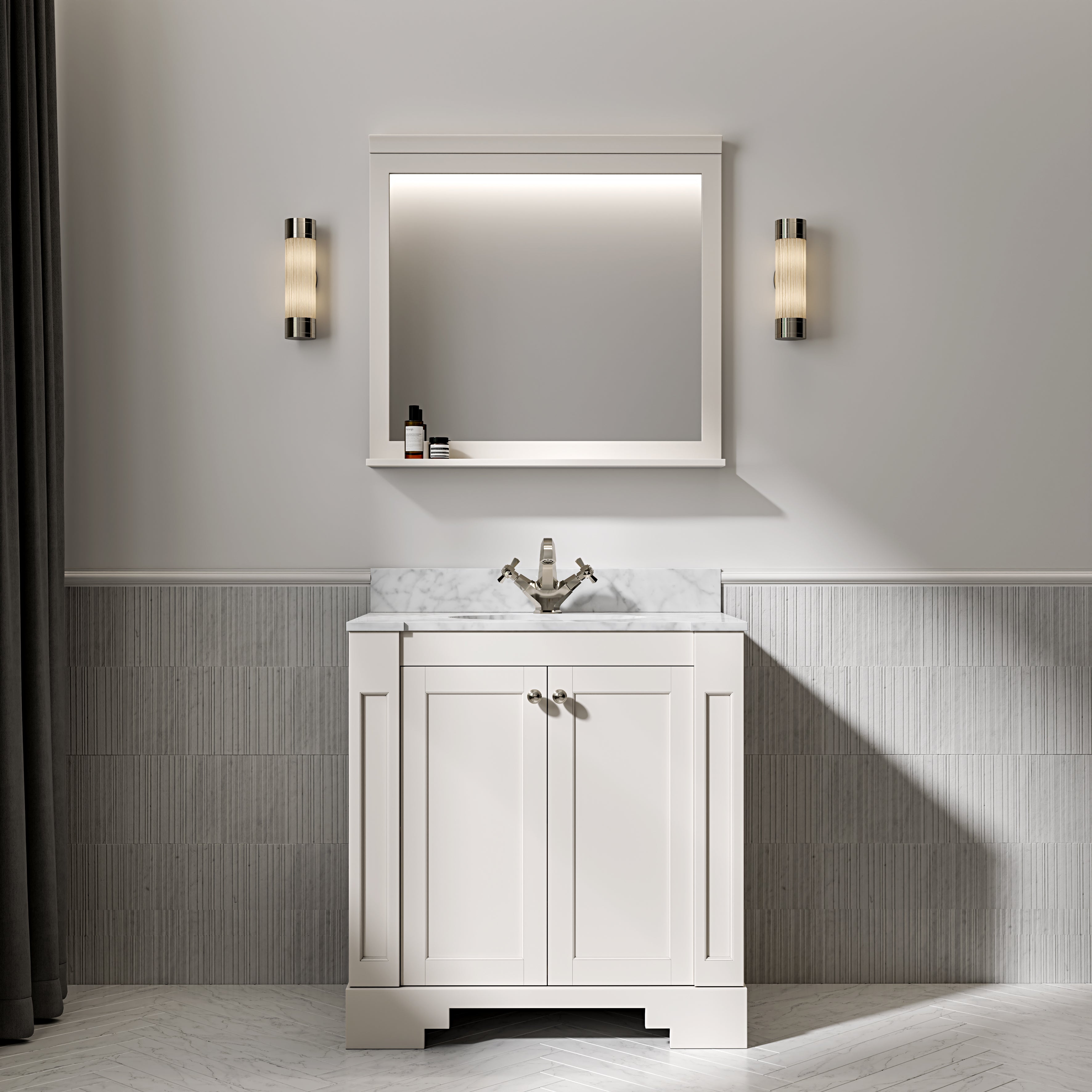 Wentworth Carrara Marble Floorstanding Vanity Unit (Matte Cream) 800mm