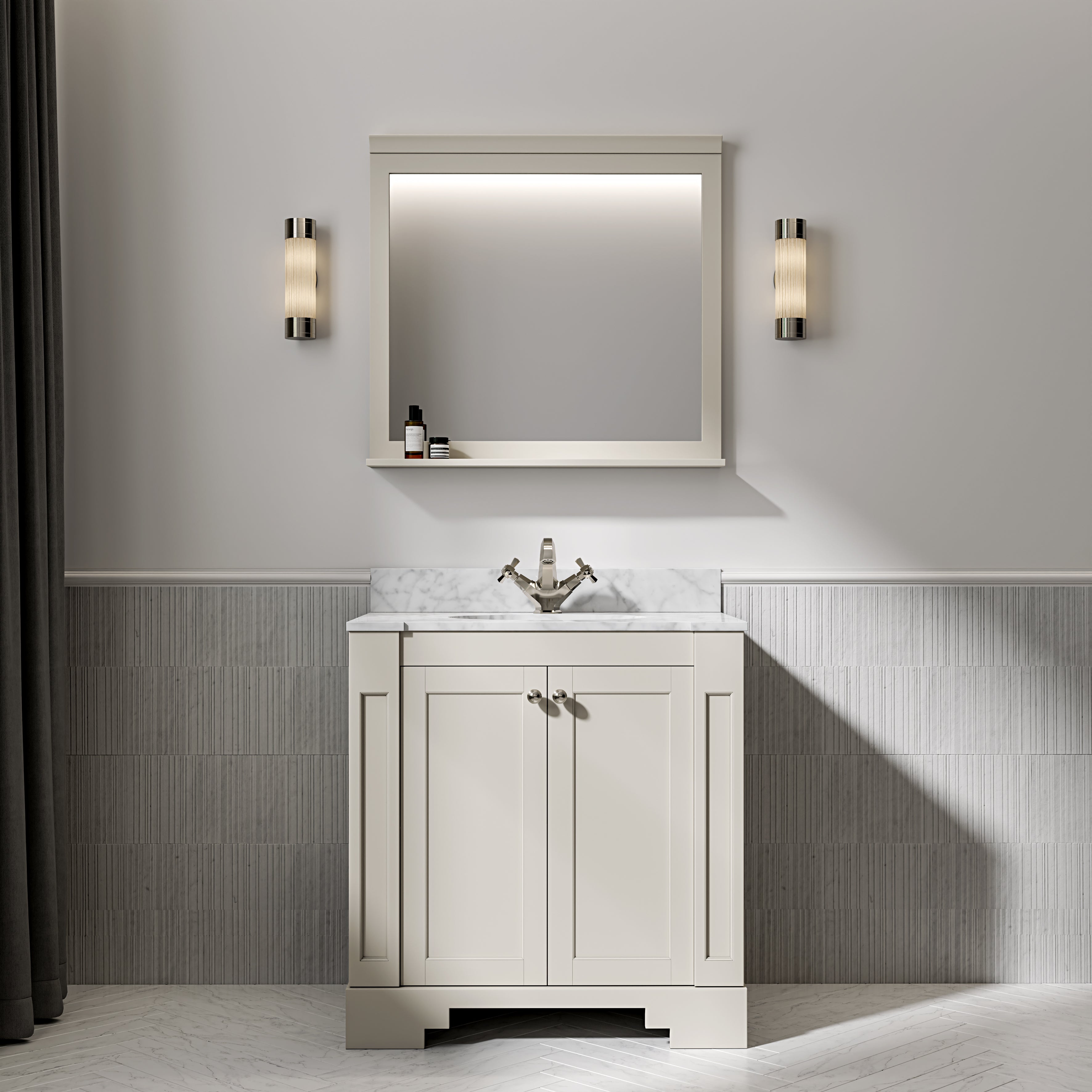 Wentworth Carrara Marble Floorstanding Vanity Unit (Matte Stone) 800mm