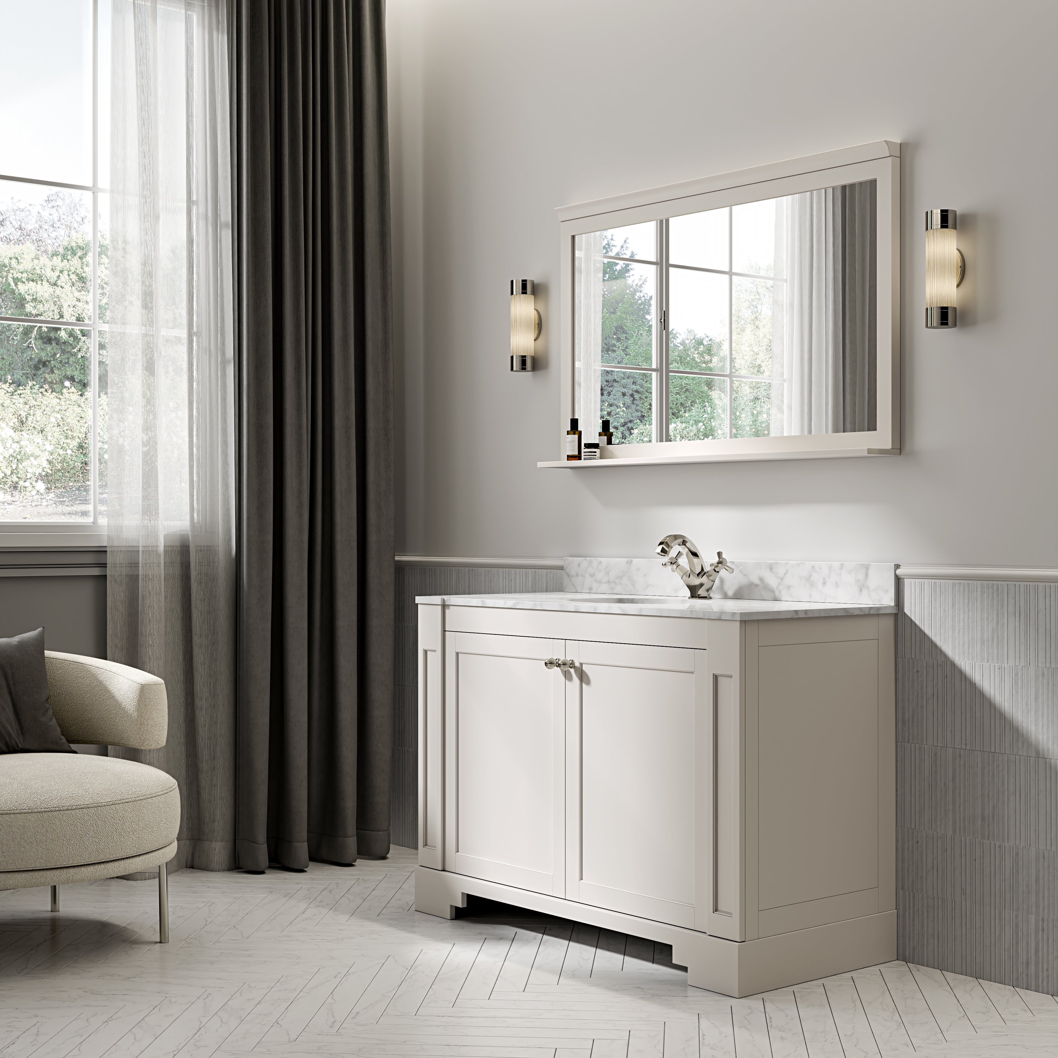 Wentworth Carrara Marble Floorstanding Vanity Unit (Matte Cream) 1200mm