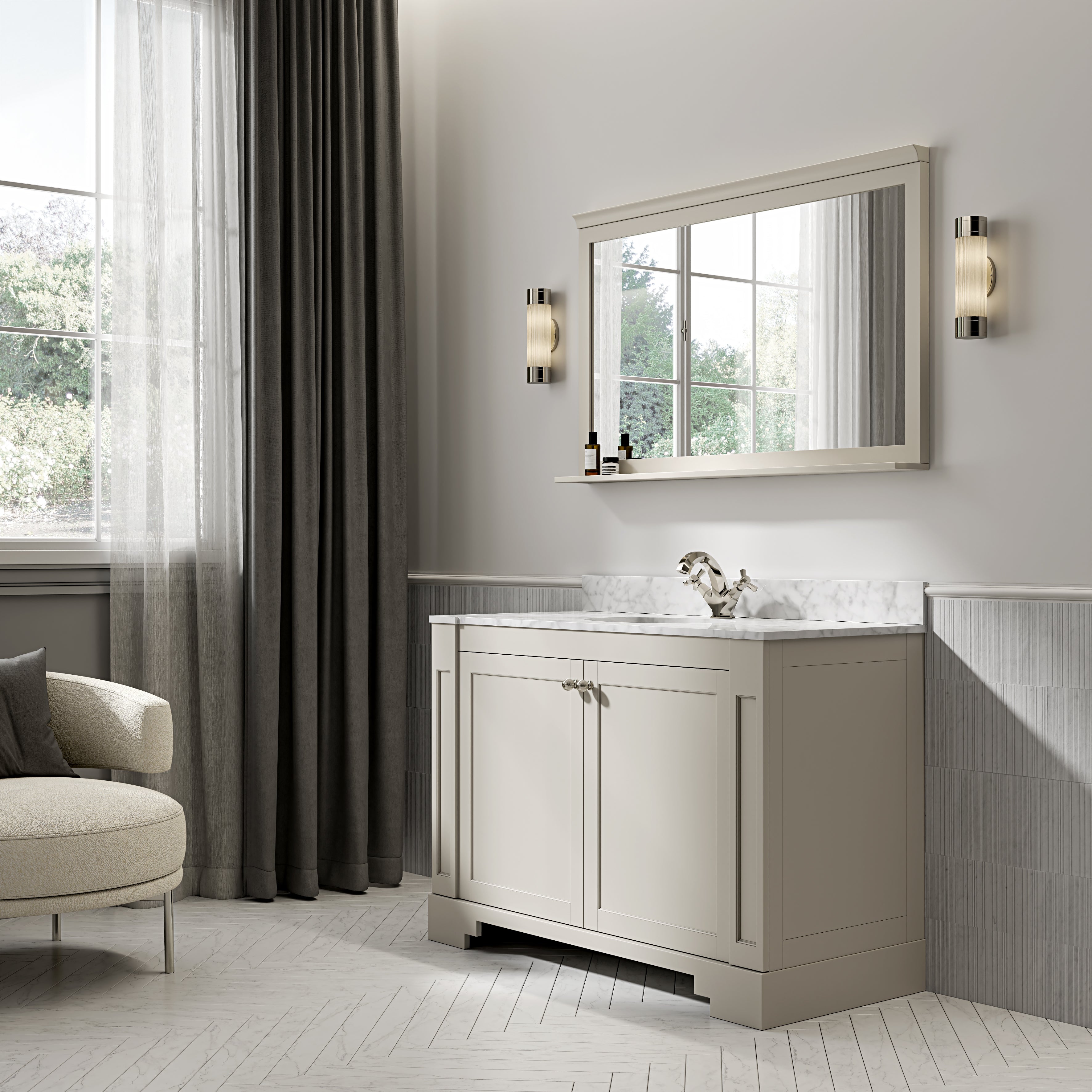 Wentworth Carrara Marble Floorstanding Vanity Unit (Matte Stone) 1200mm