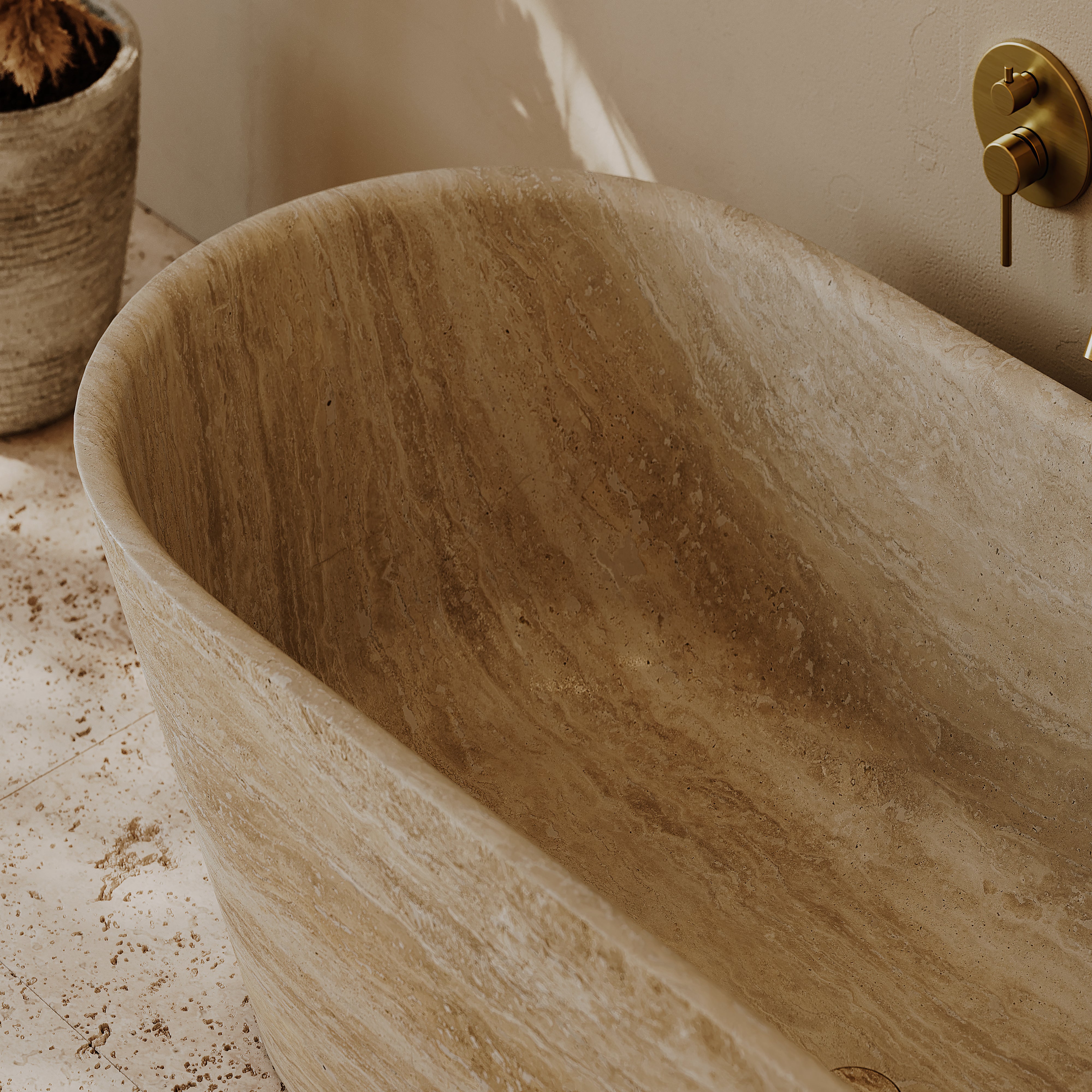 Carola Travertine Freestanding Bath 1700mm