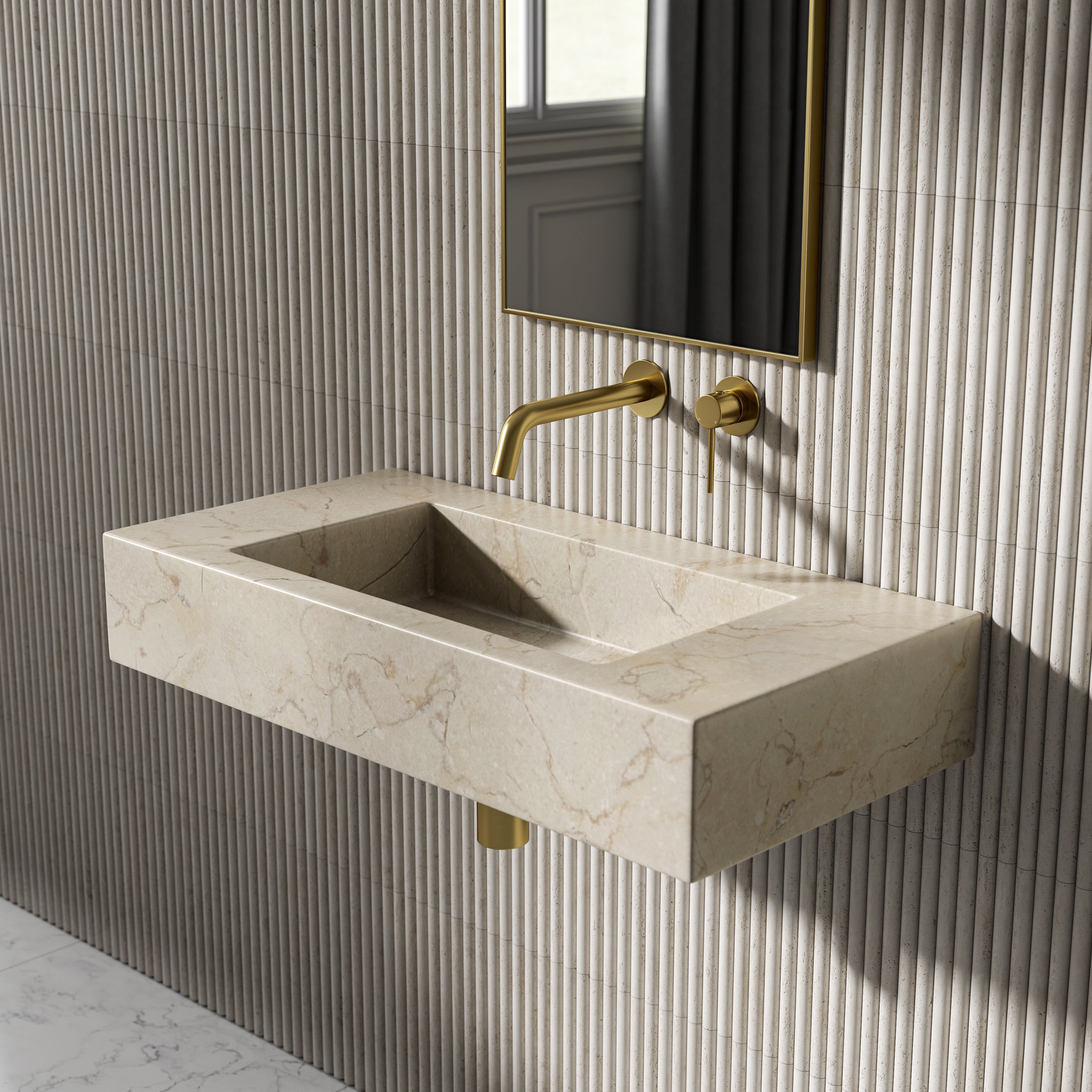 Tulsan Crema Marfil Marble Wall Hung Basin 800mm