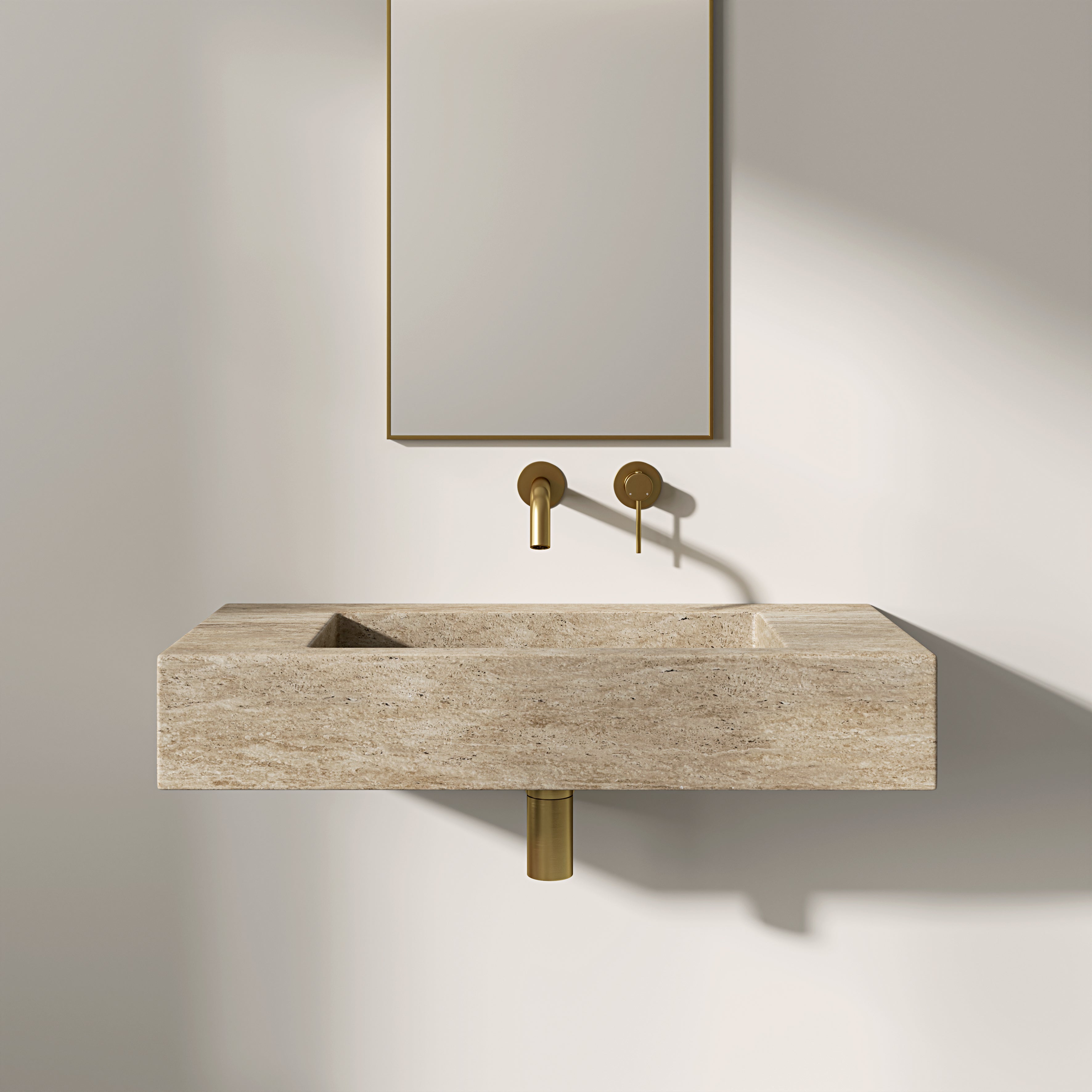 Tulsan Travertine Marble Wall Hung Basin 800mm