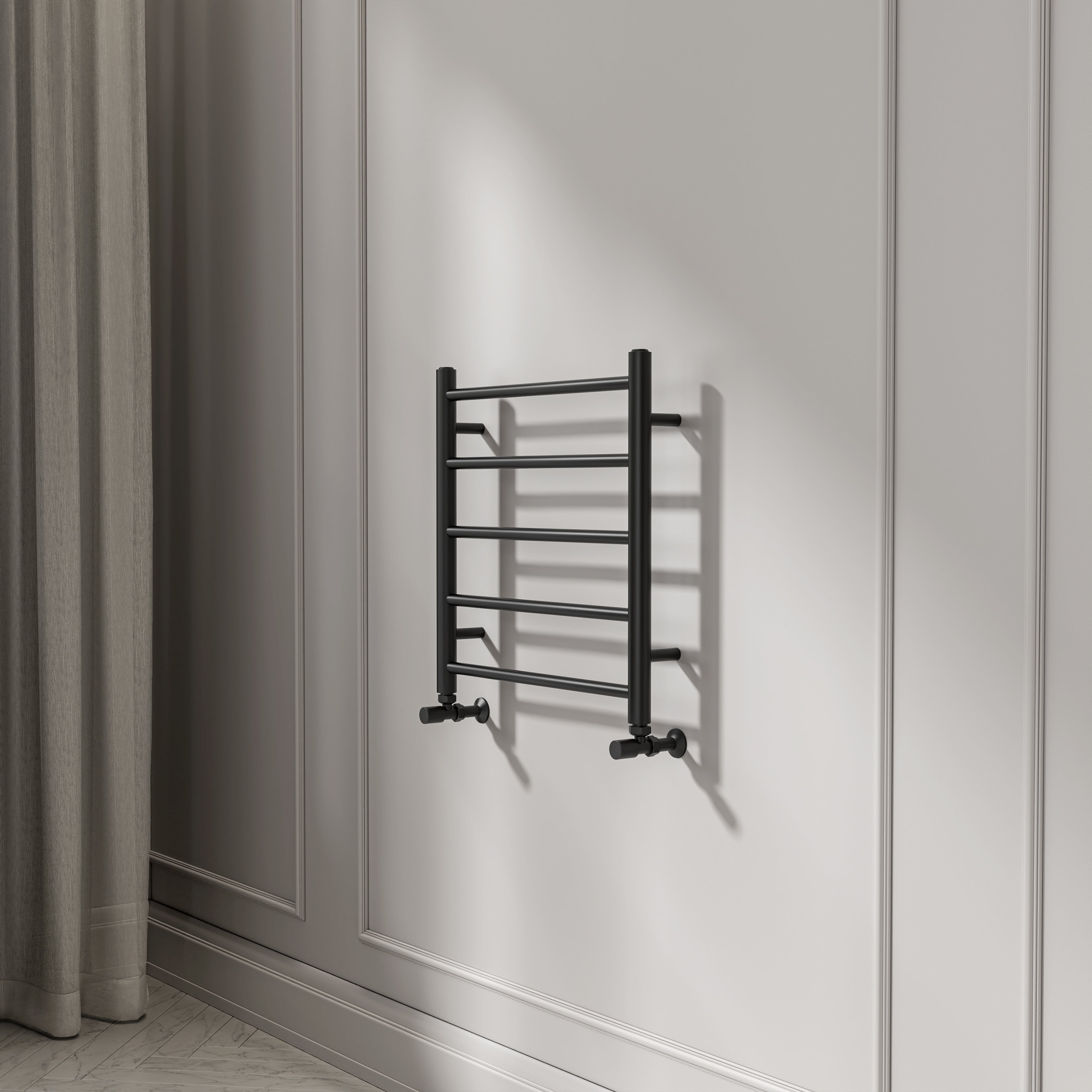 Turin 500mm Matte Black Designer Towel Radiator