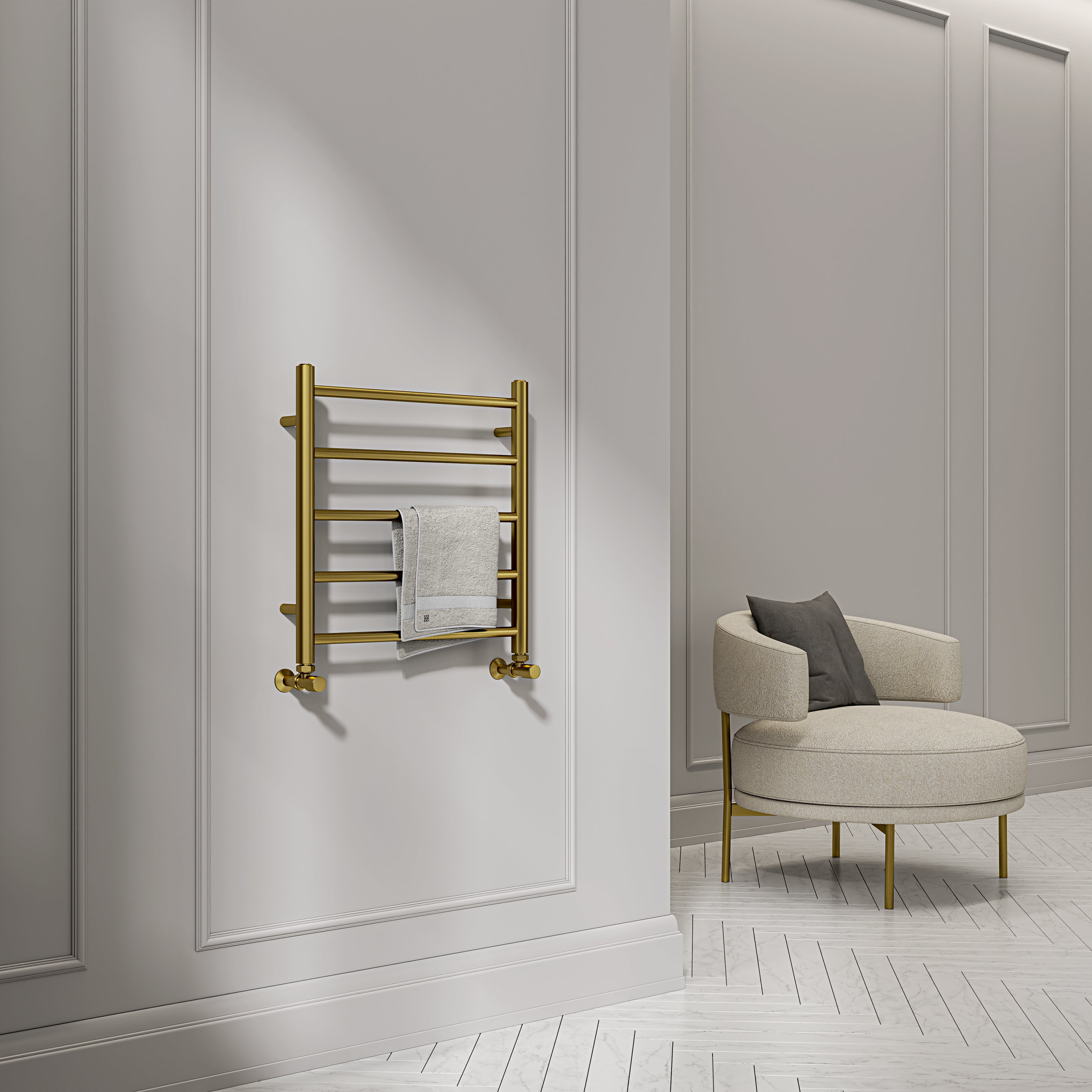 Turin 500mm Brushed Gold Designer Towel Radiator