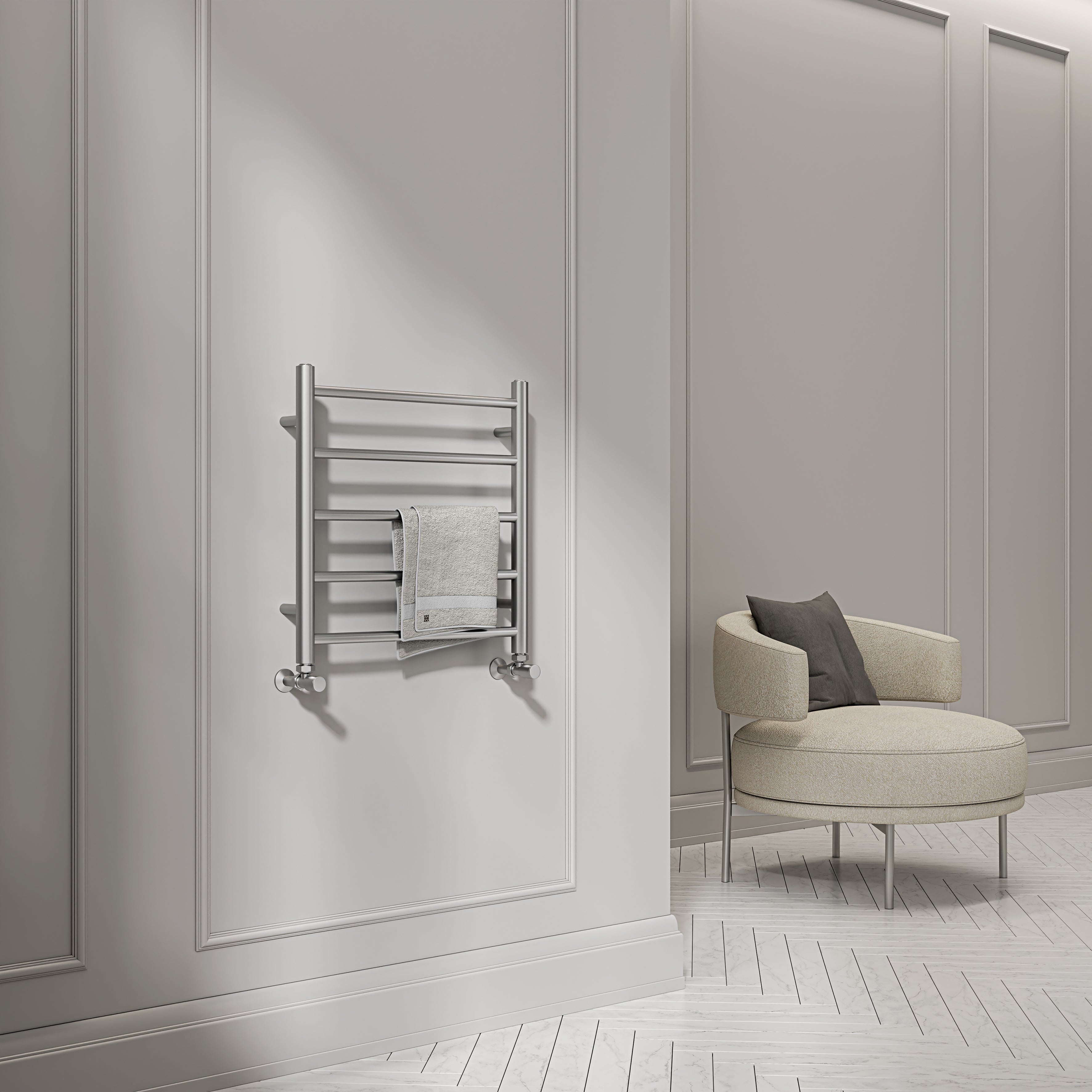 Turin 500mm Brushed Stainless Designer Towel Radiator