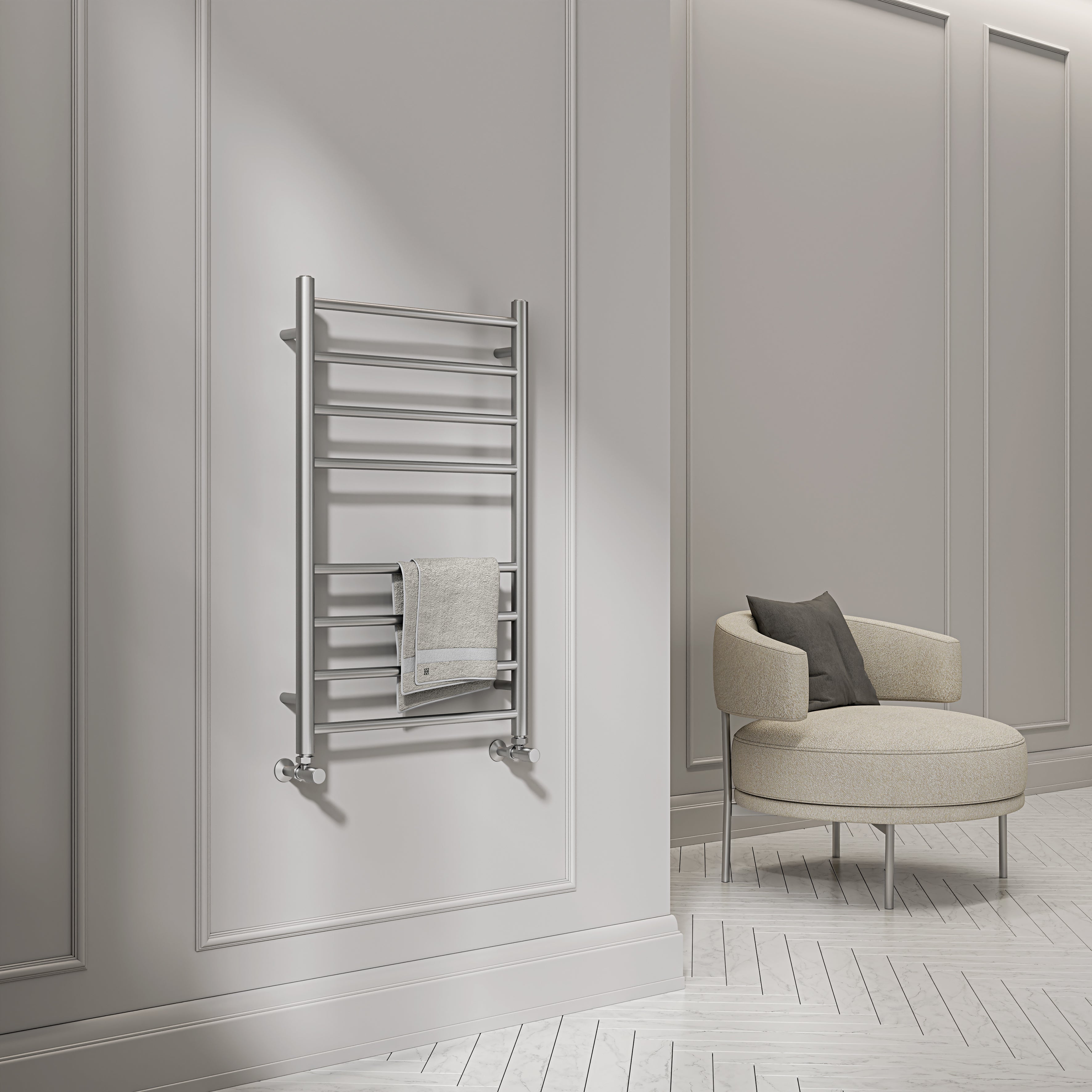 Turin 800mm Brushed Stainless Designer Towel Radiator