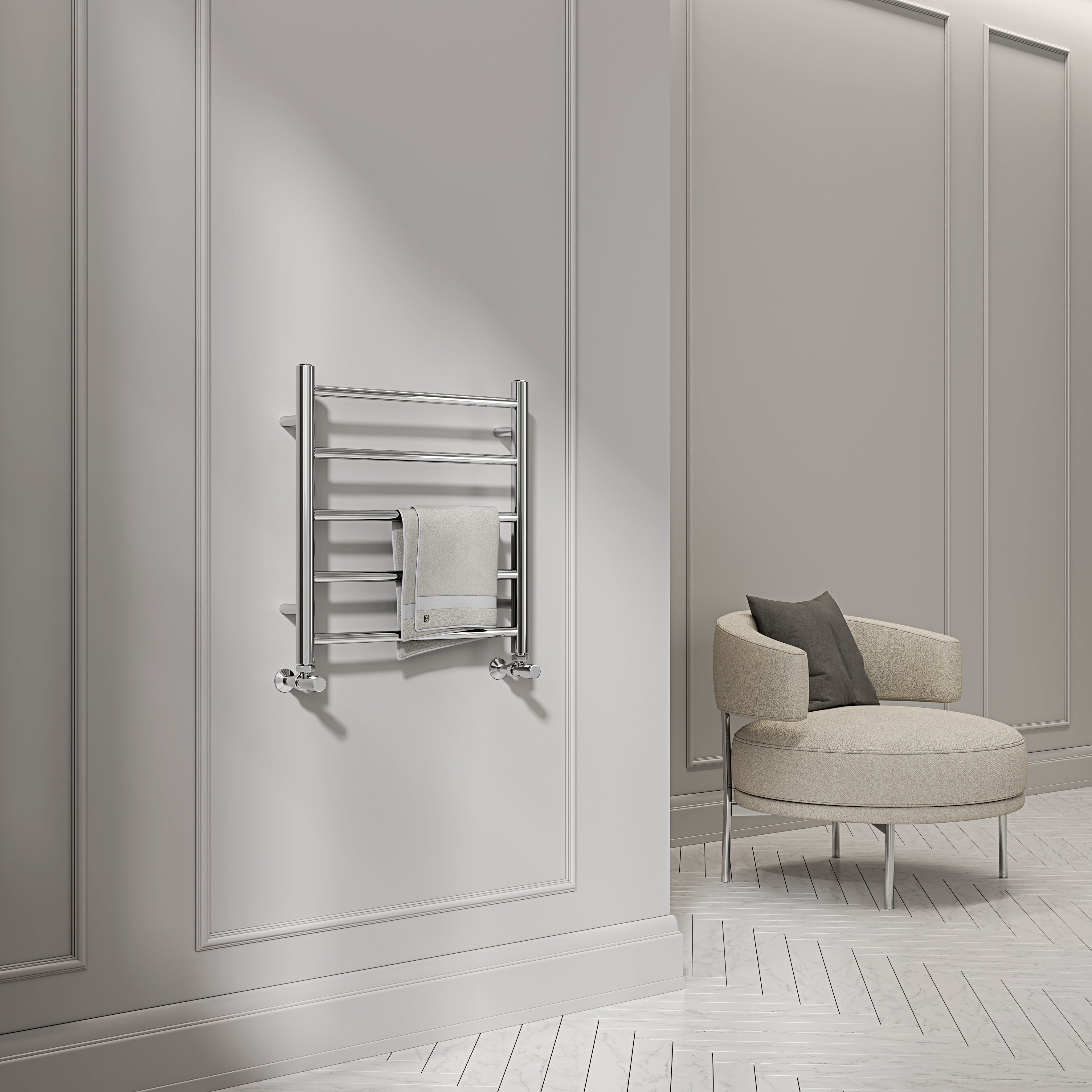 Turin 500mm Chrome Designer Towel Radiator