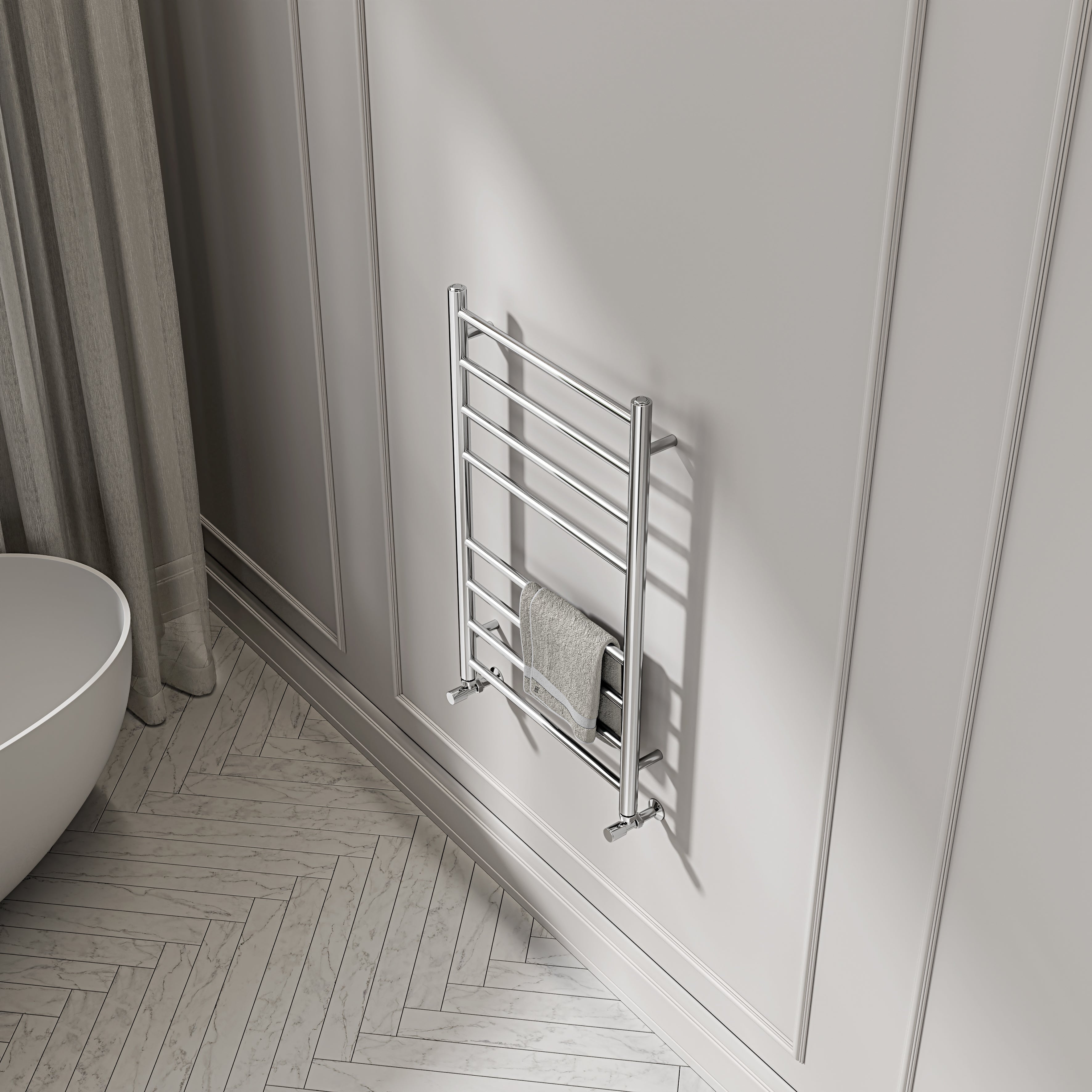 Turin 800mm Chrome Designer Towel Radiator