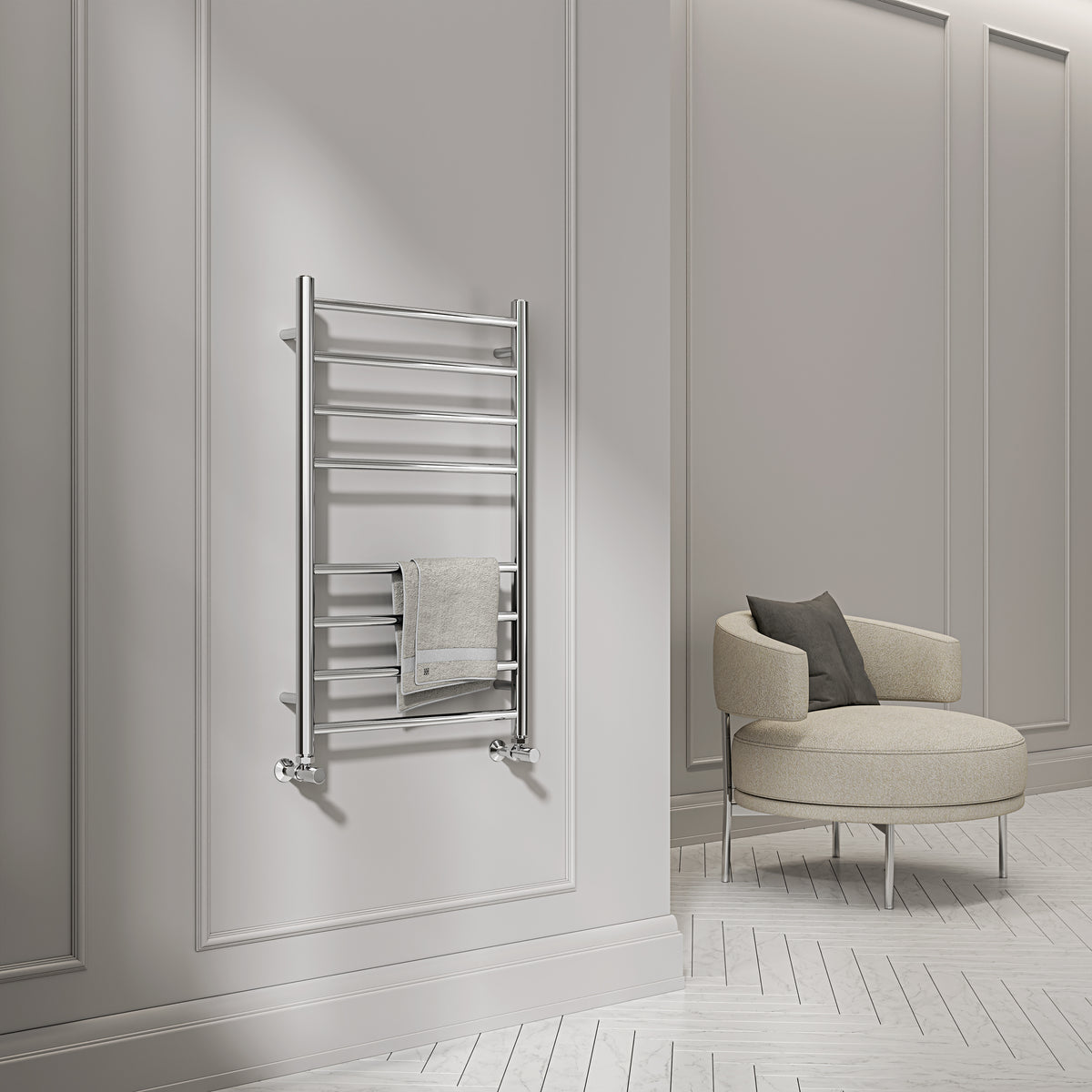 Design Towel Radiator Turin 800mm Chrome Designer Towel Radiator
