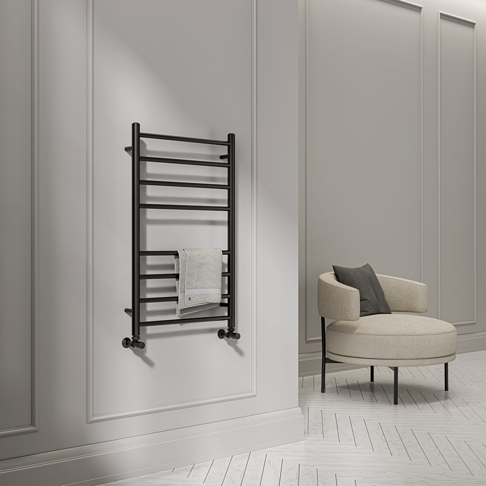 Turin 800mm Matte Black Designer Towel Radiator