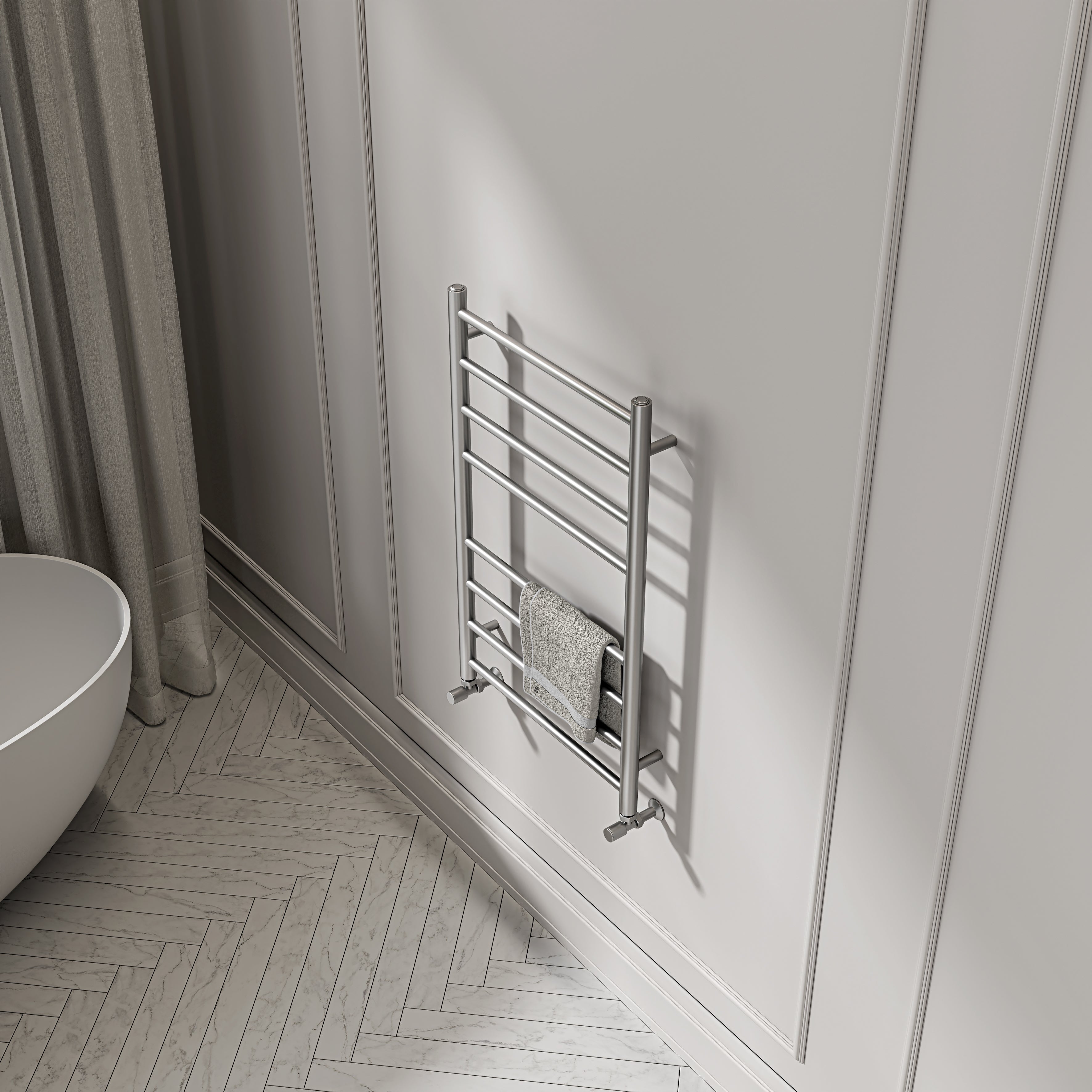 Turin 800mm Brushed Stainless Designer Towel Radiator