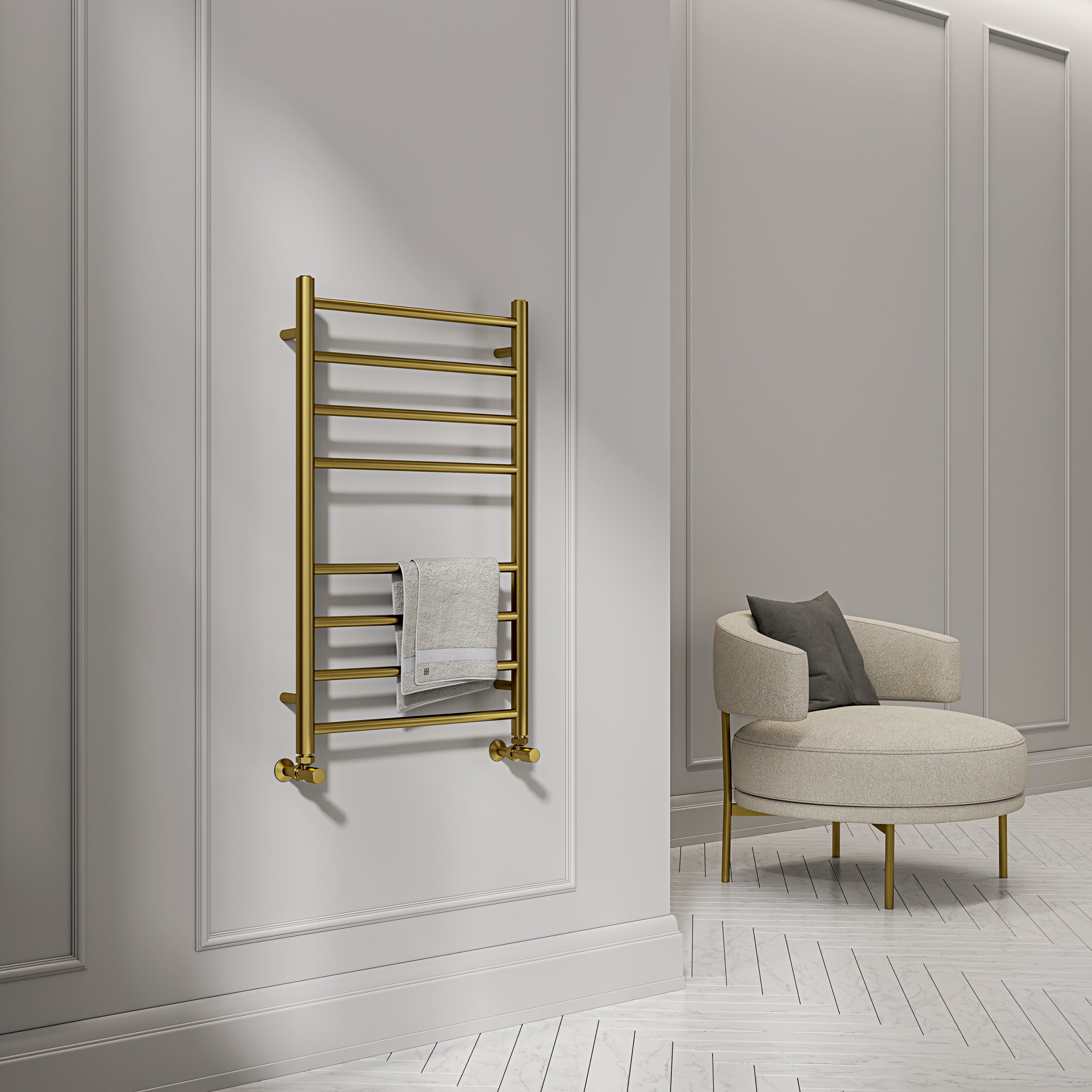 Turin 800mm Brushed Gold Designer Towel Radiator