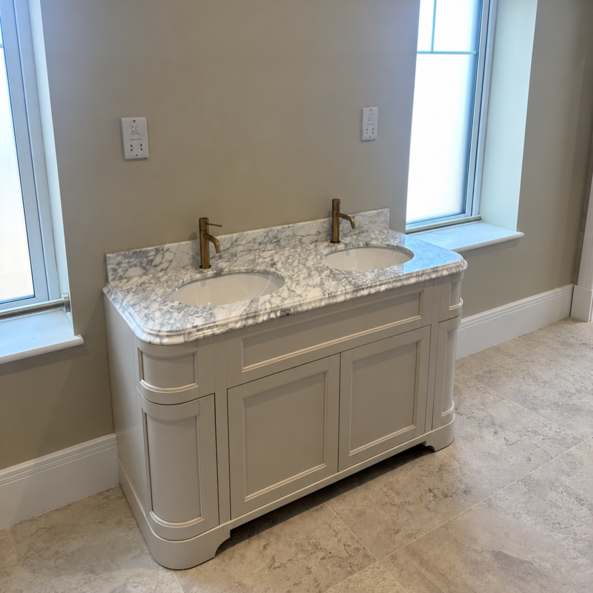 Cobham Carrara Marble Floorstanding Vanity Unit (Matte Stone) 1400mm