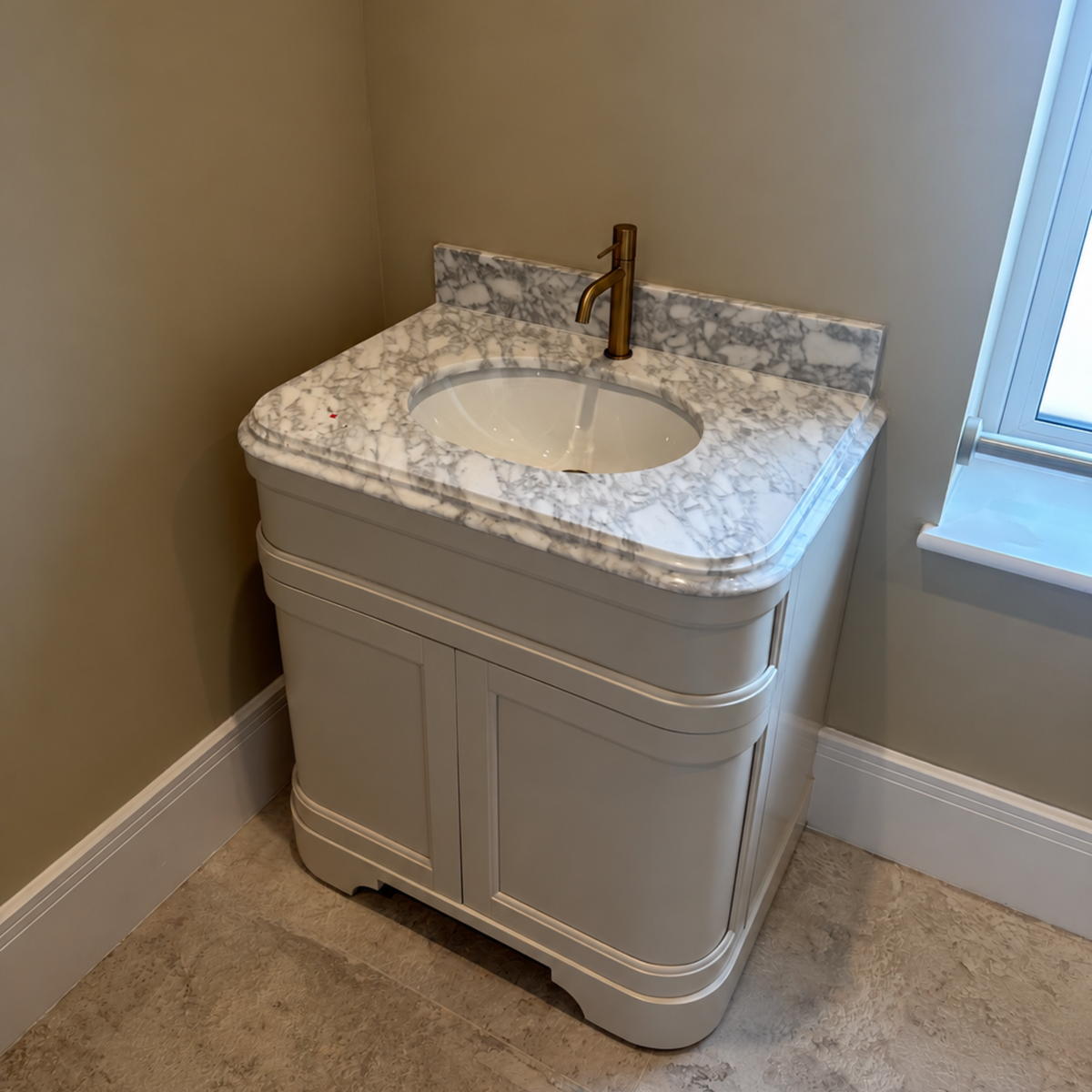 Cobham Carrara Marble Floorstanding Vanity Unit (Matte Stone) 800mm