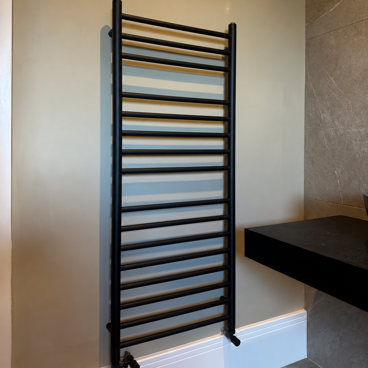 Turin 1200mm Matte Black Designer Towel Radiator