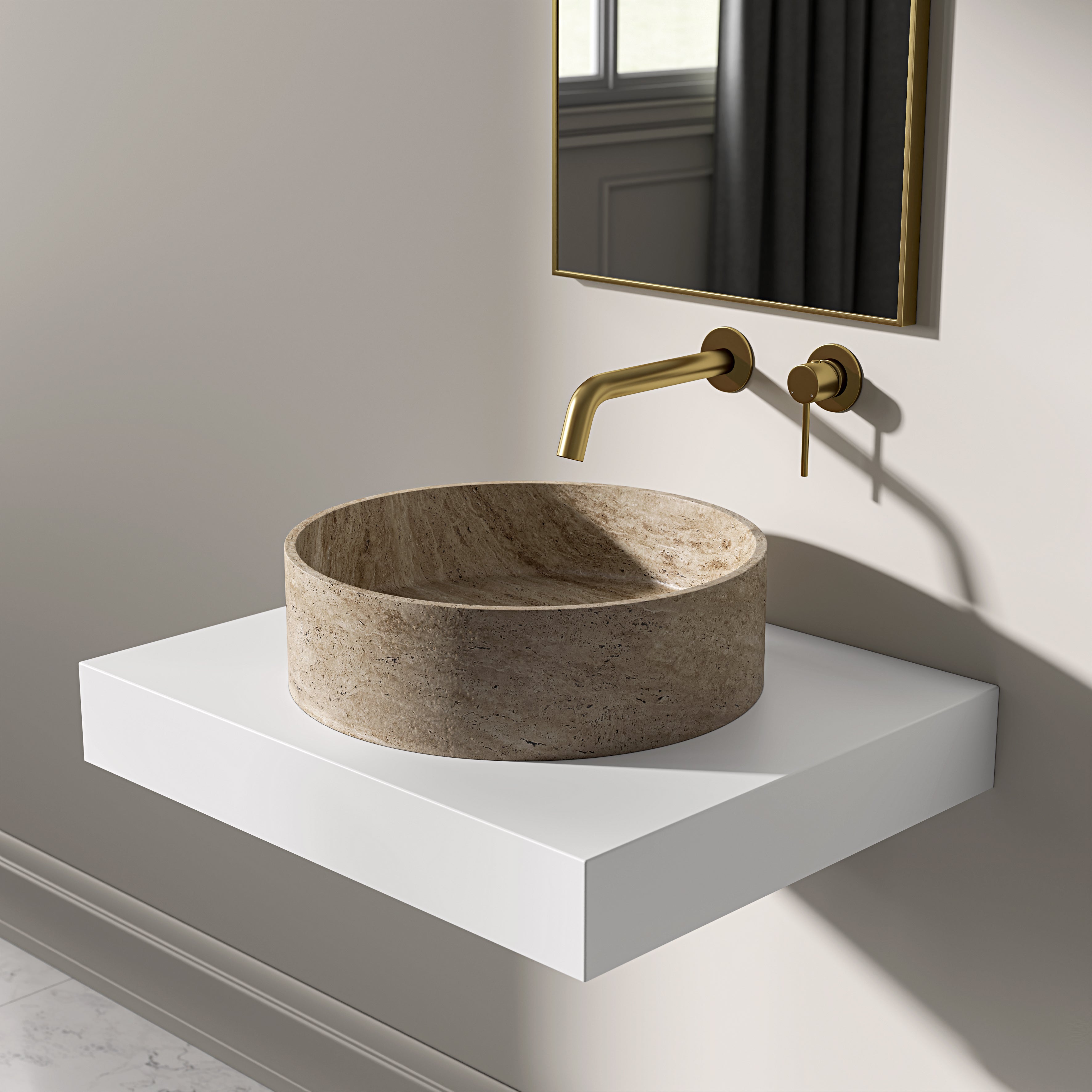 Valle Travertine Countertop Basin 400mm