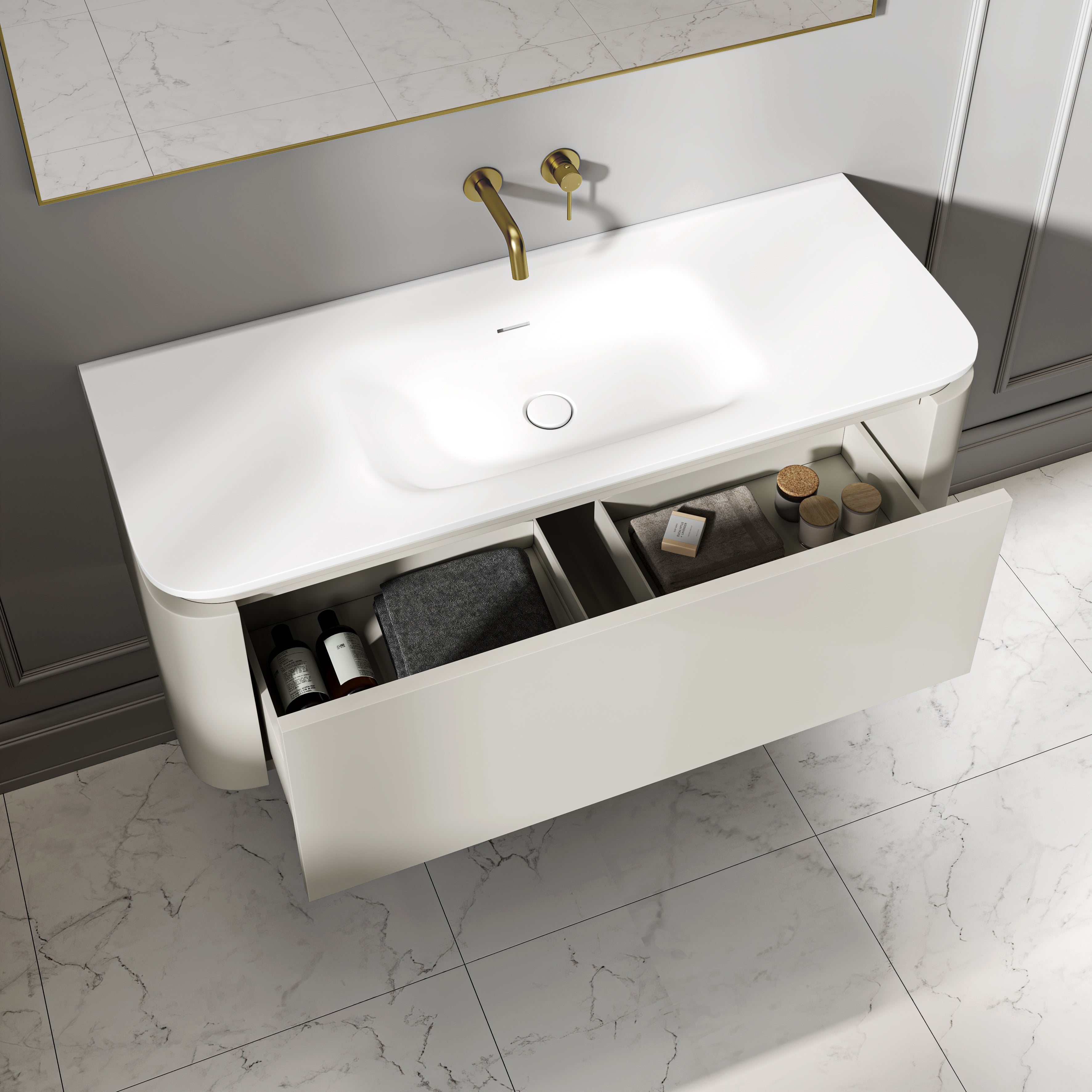 Artura Vanity Unit with Stone Basin (Cream 1200mm)