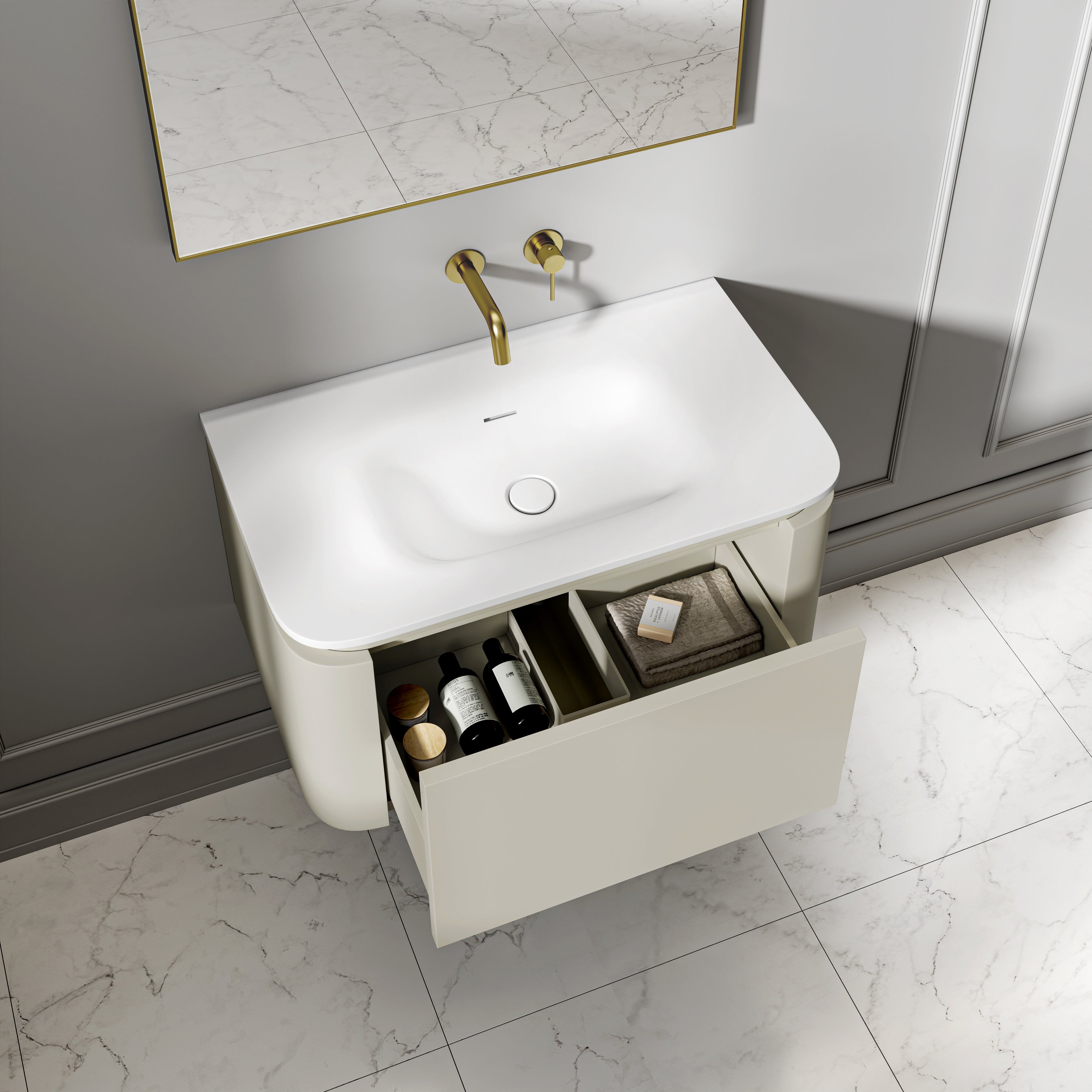Artura Vanity Unit with Stone Basin (Taupe 800mm)