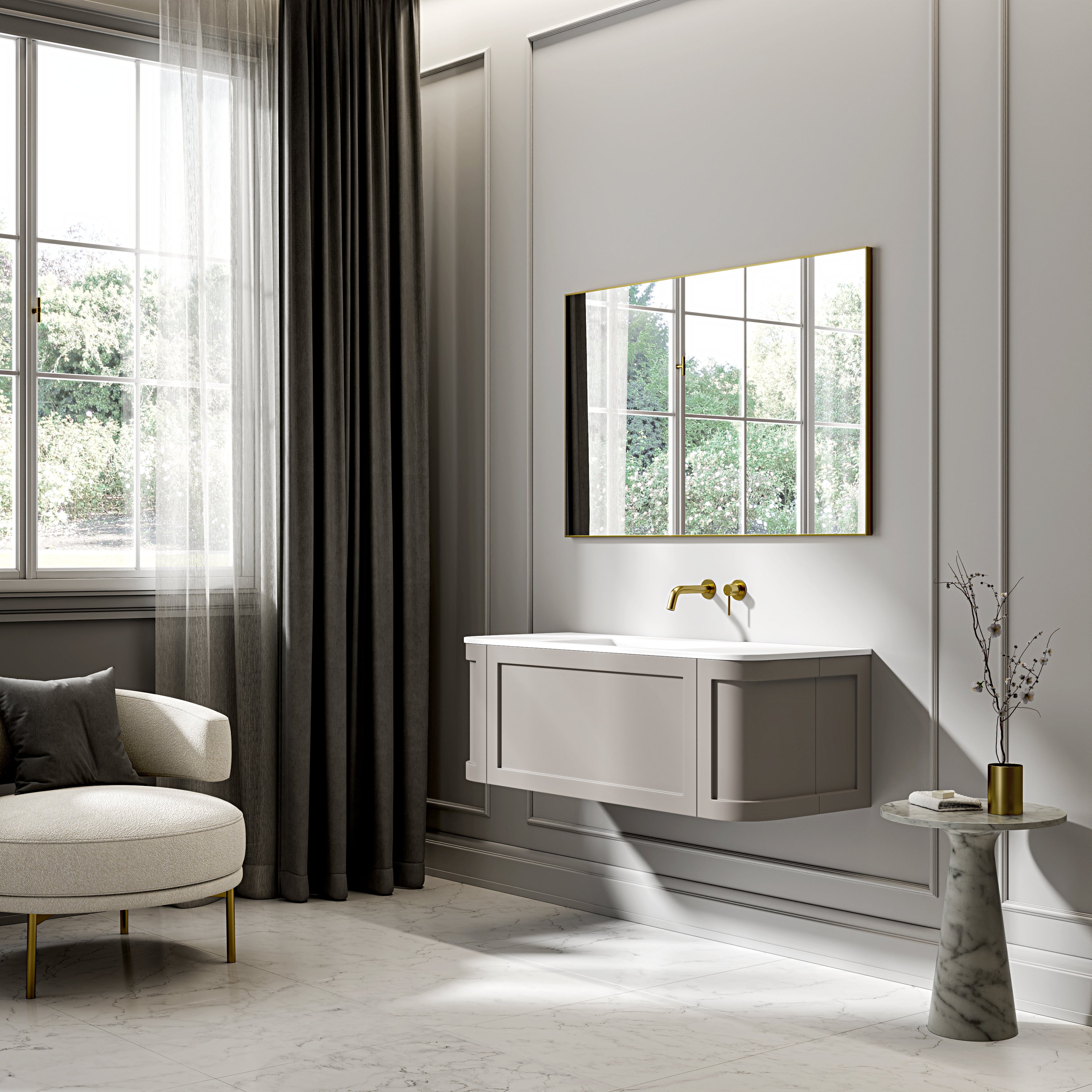 Emory Vanity Unit with Stone Basin (Concrete Grey 1200mm)