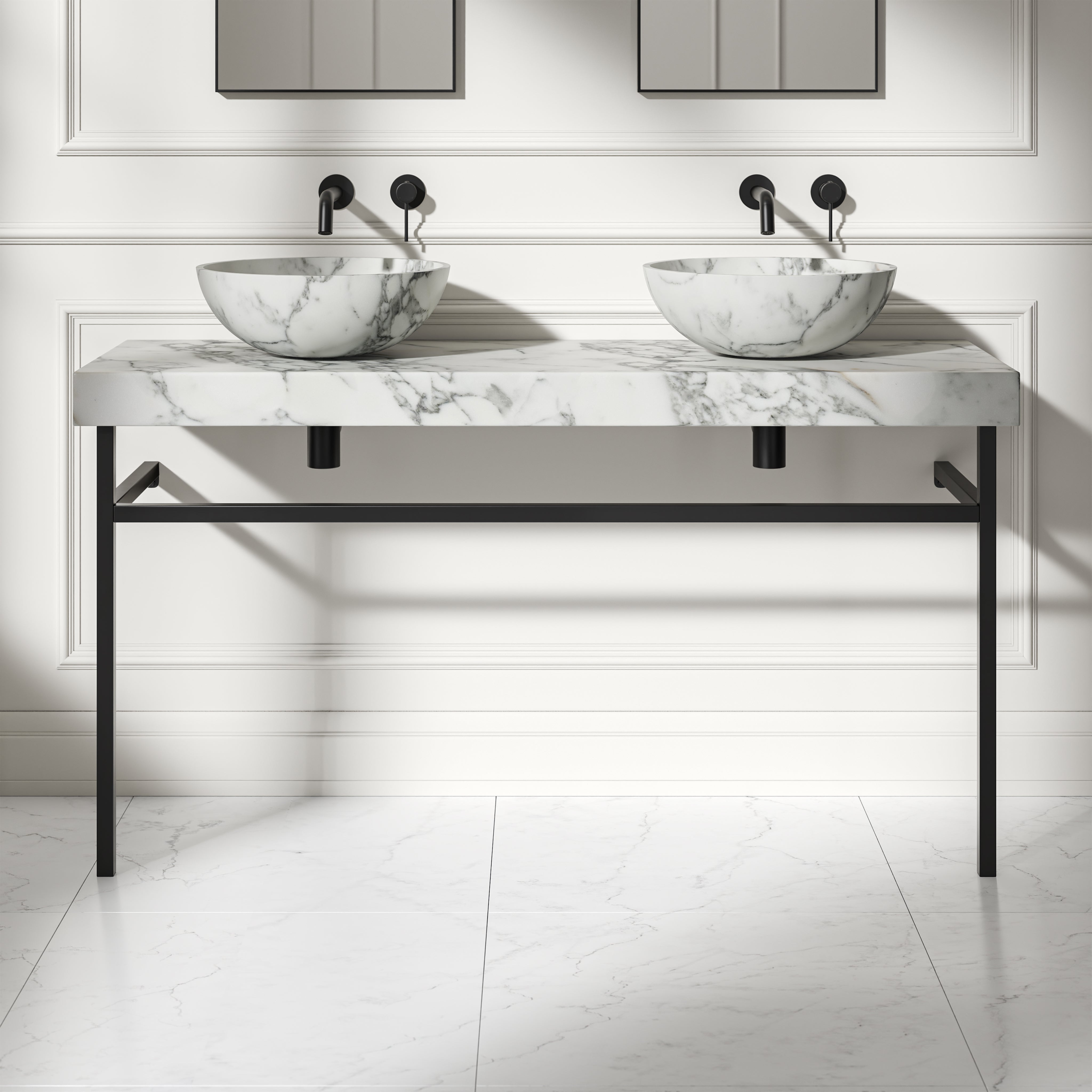 Capola Arabescato Marble Countertop Matte Black Vanity Unit 1400mm