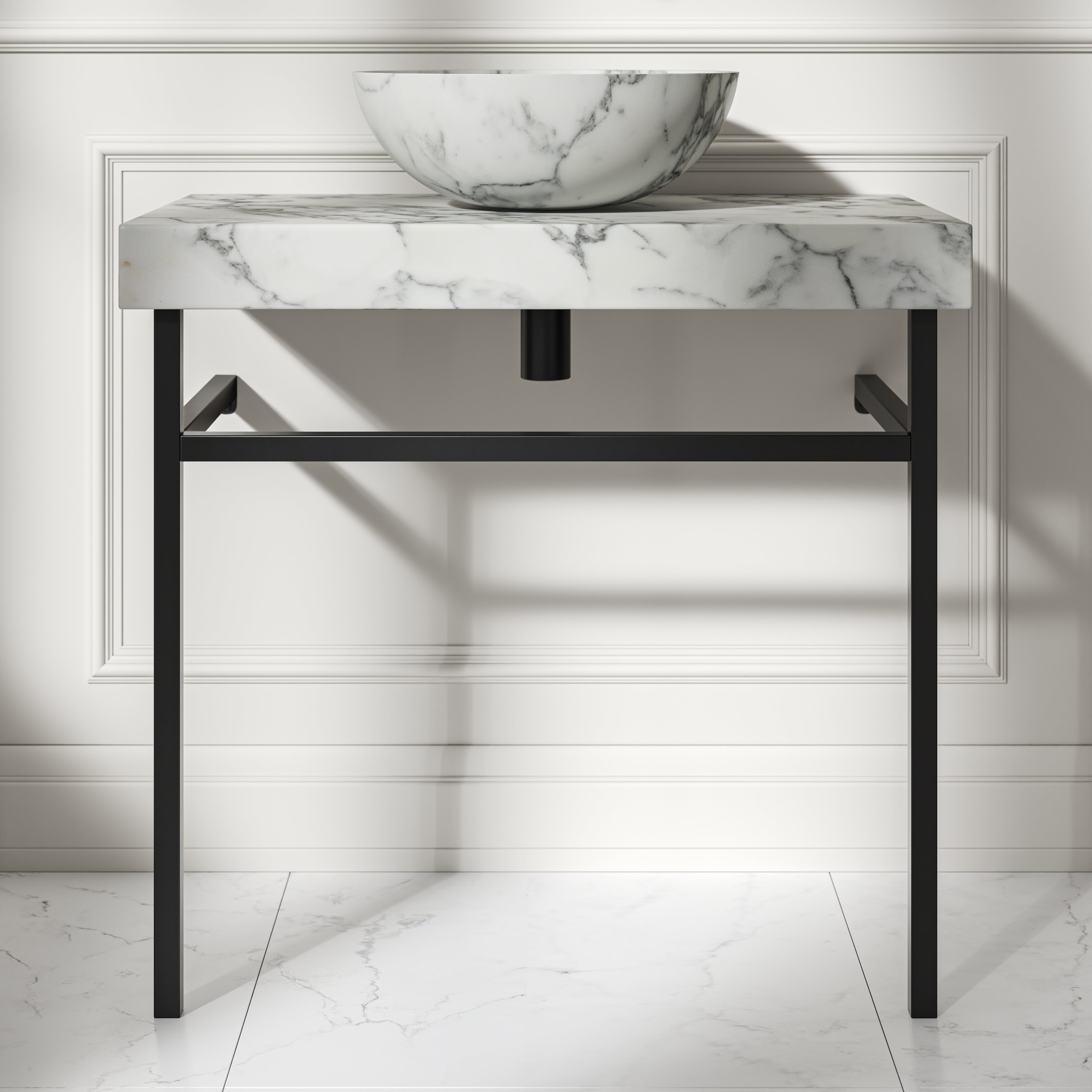 Capola Arabescato Marble Countertop Matte Black Vanity Unit 800mm