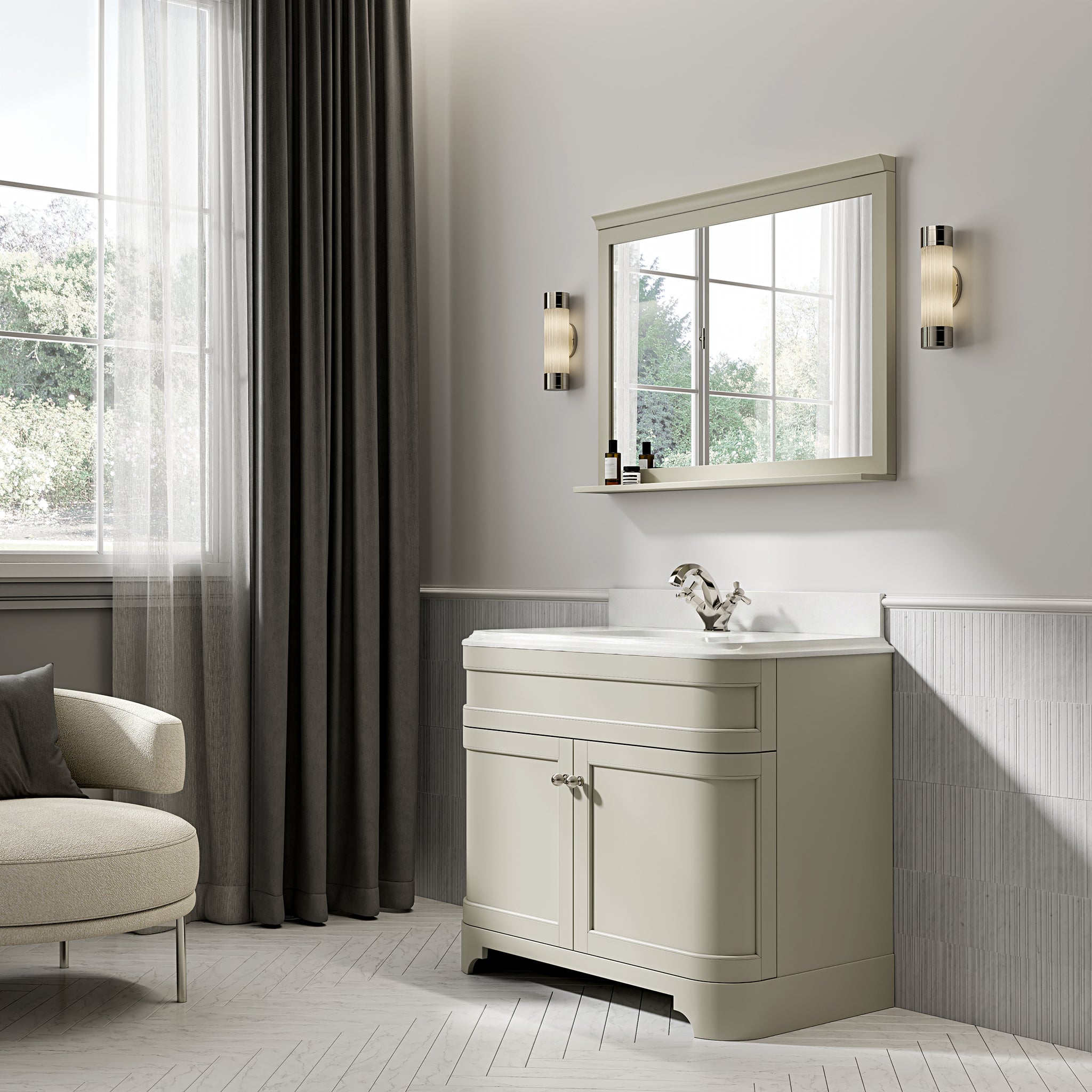 Cobham Quartz Floorstanding Vanity Unit (Matte Olive) 1000mm