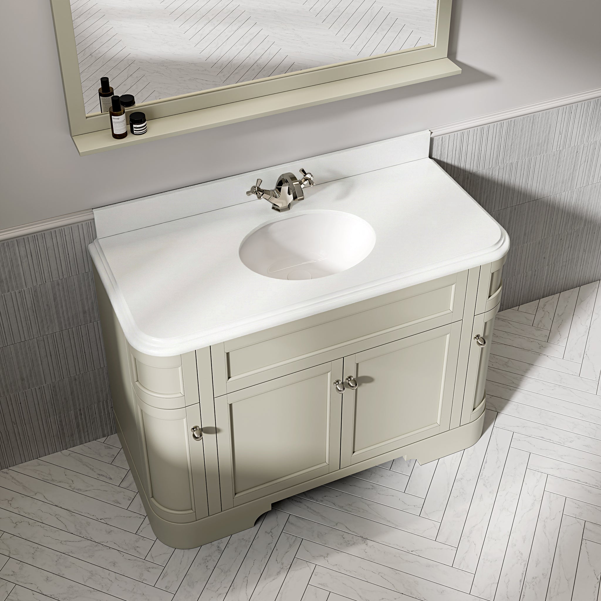 Cobham Quartz Floorstanding Vanity Unit (Matte Olive) 1200mm