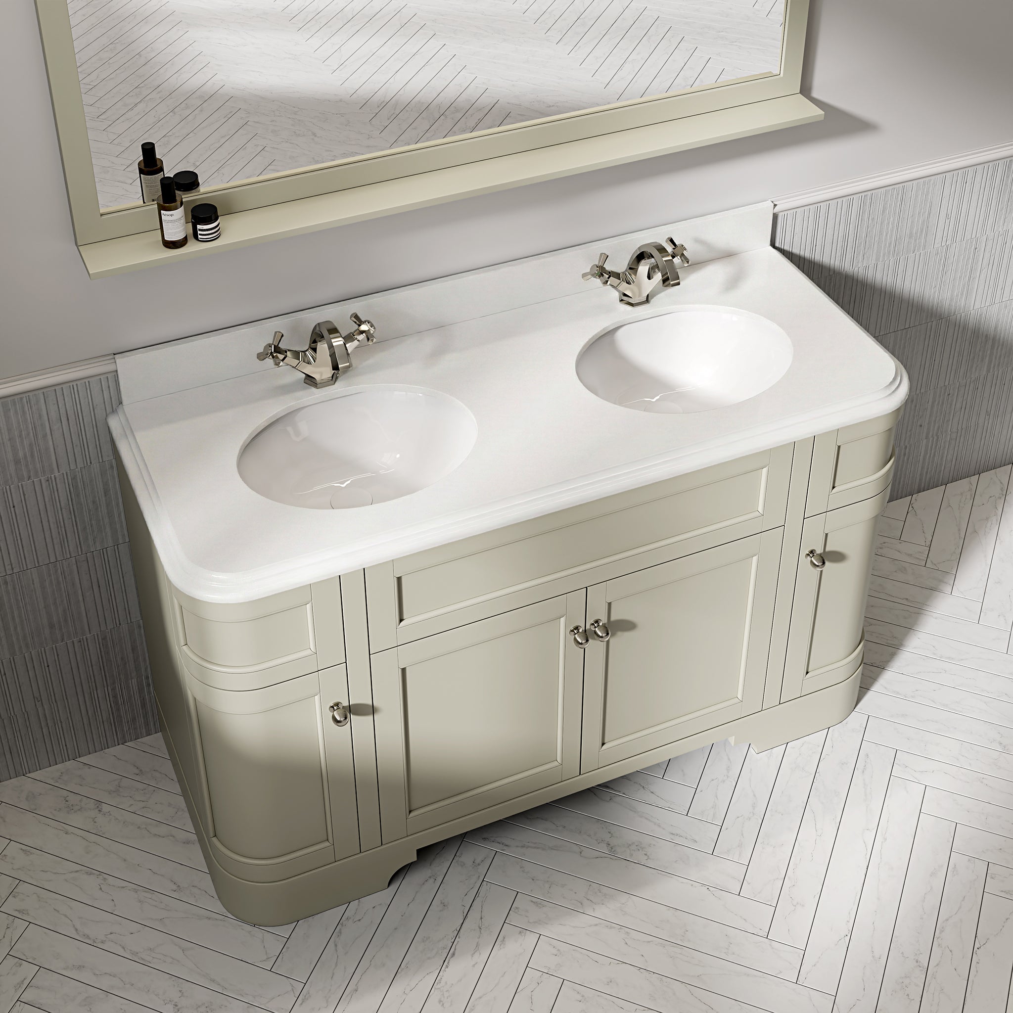 Cobham Quartz Floorstanding Vanity Unit (Matte Olive) 1400mm