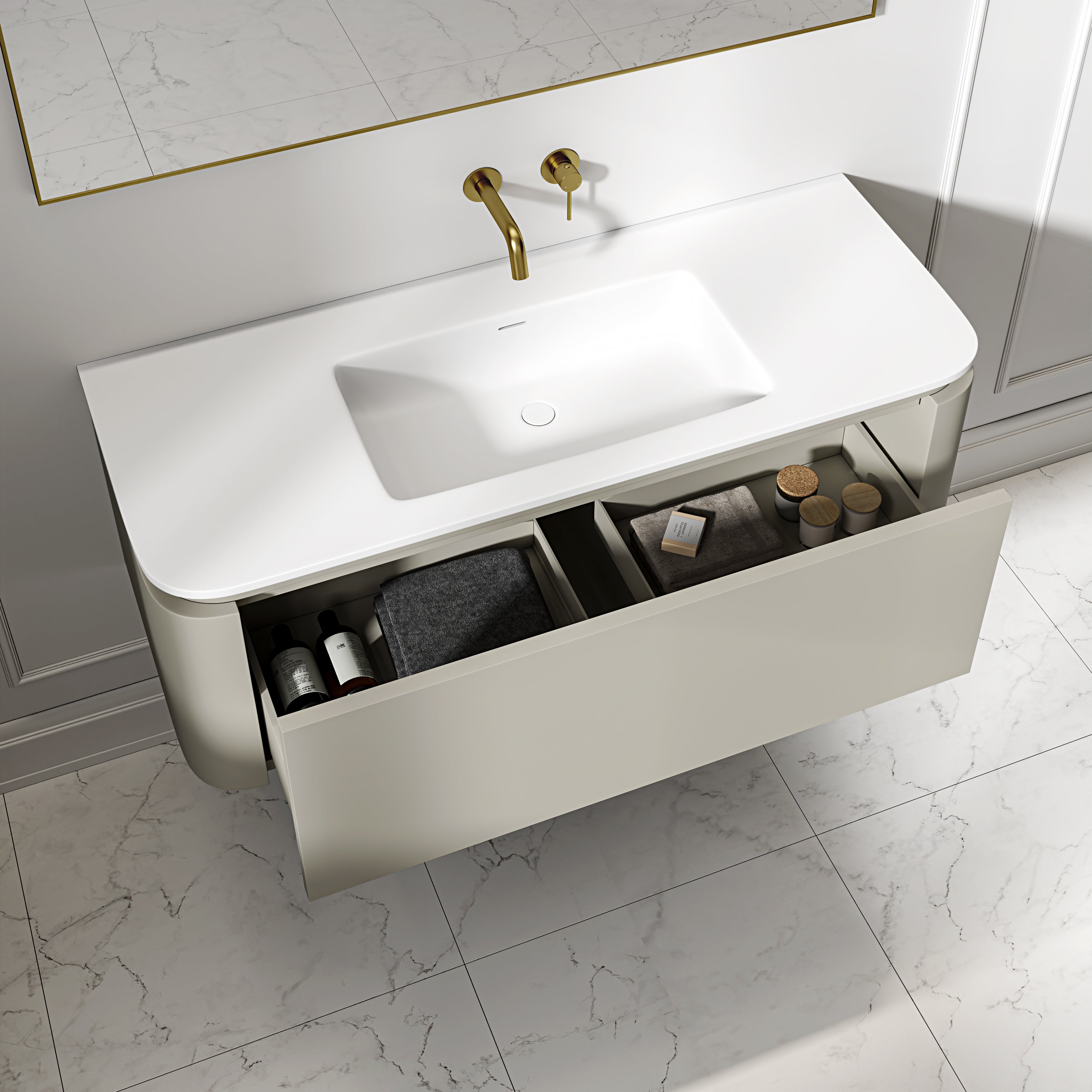 Artura Vanity Unit with Stone Basin (Taupe 1200mm)