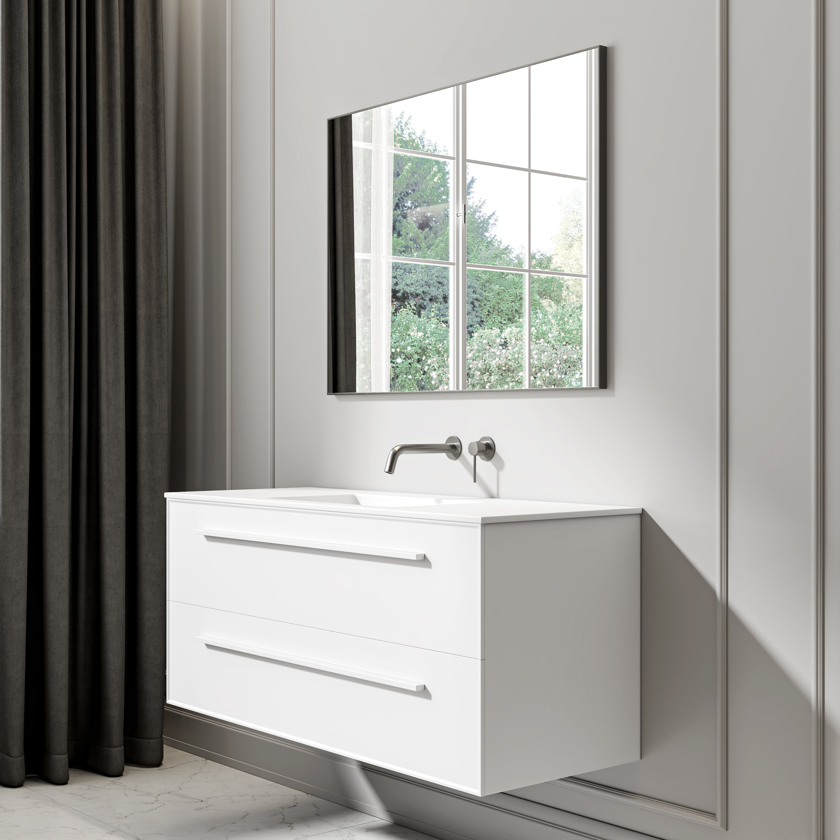 Nuvo Brushed Stainless Mirror 1000mm
