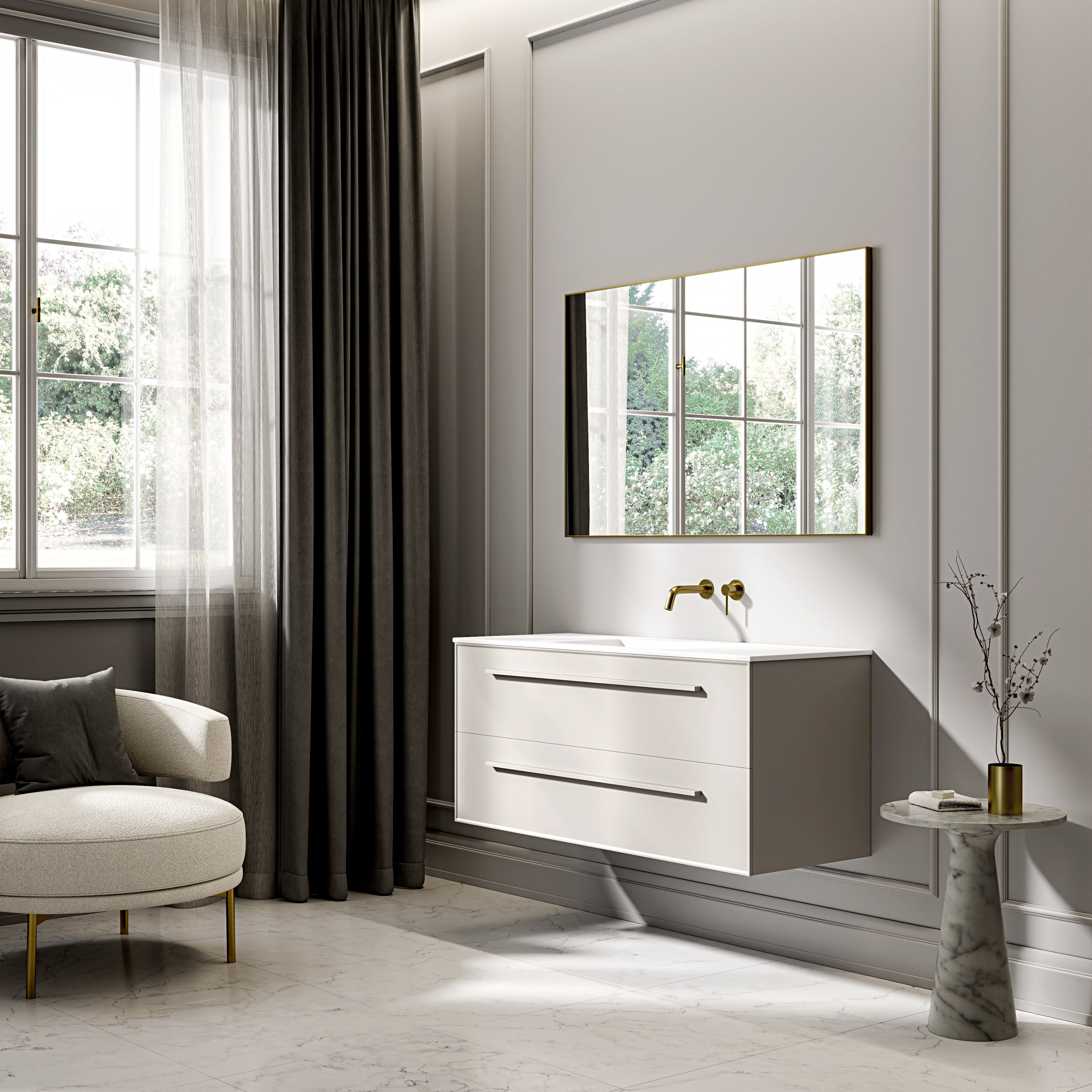 Farringdon Vanity Unit with Stone Basin (Matte Cappuccino 1200mm)