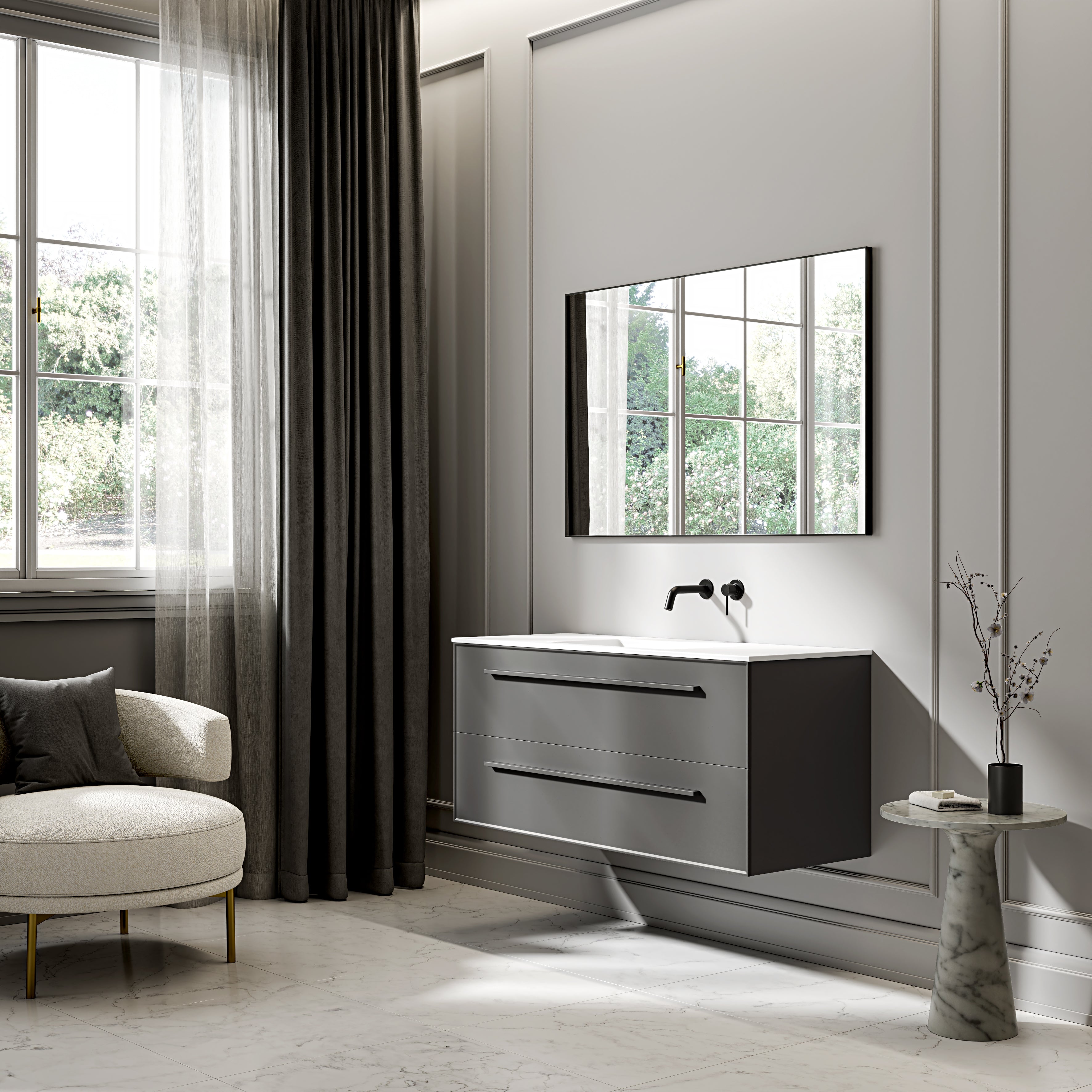 Farringdon Vanity Unit with Stone Basin (Matte Anthracite 1200mm)
