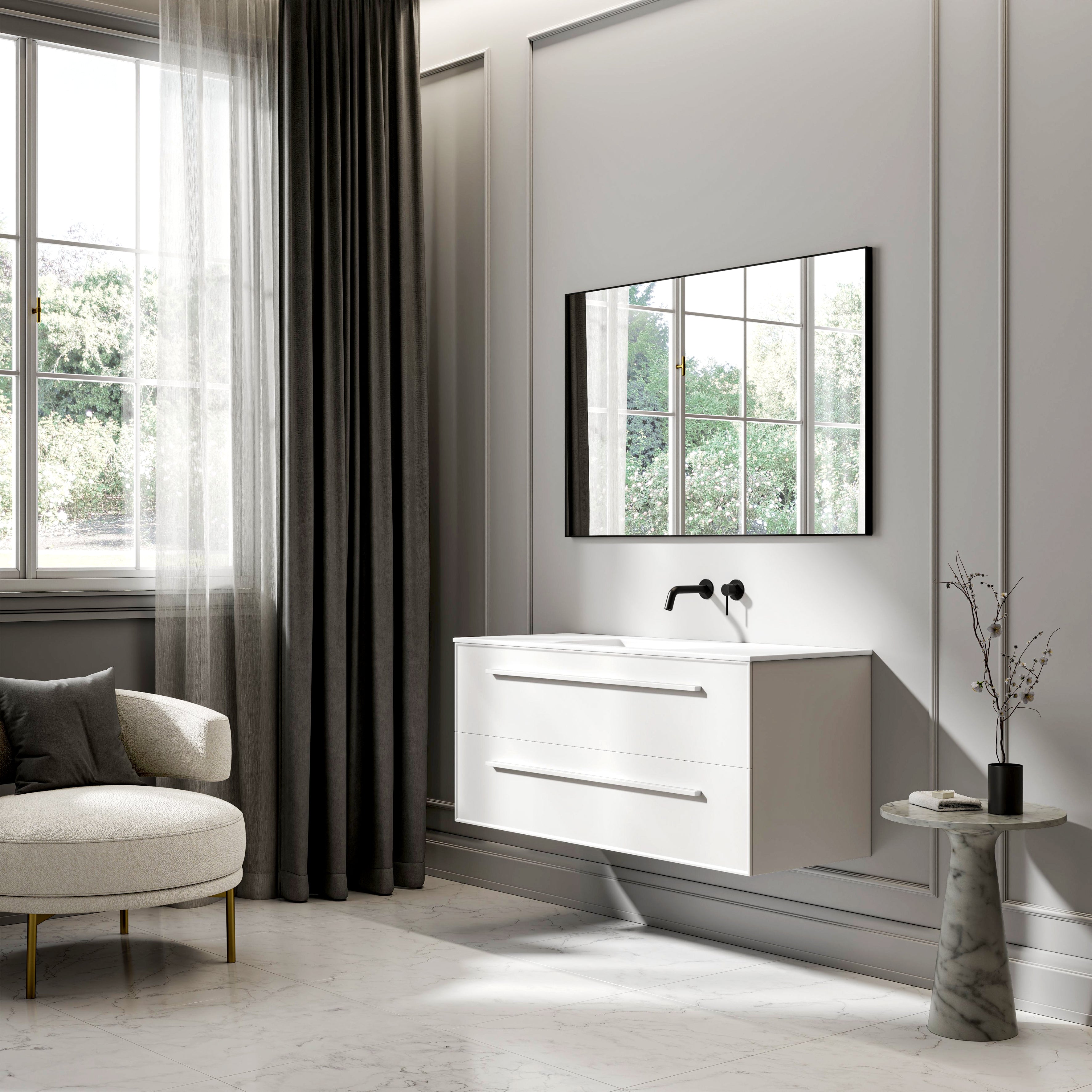 Farringdon Vanity Unit with Stone Basin (Matte White 1200mm)