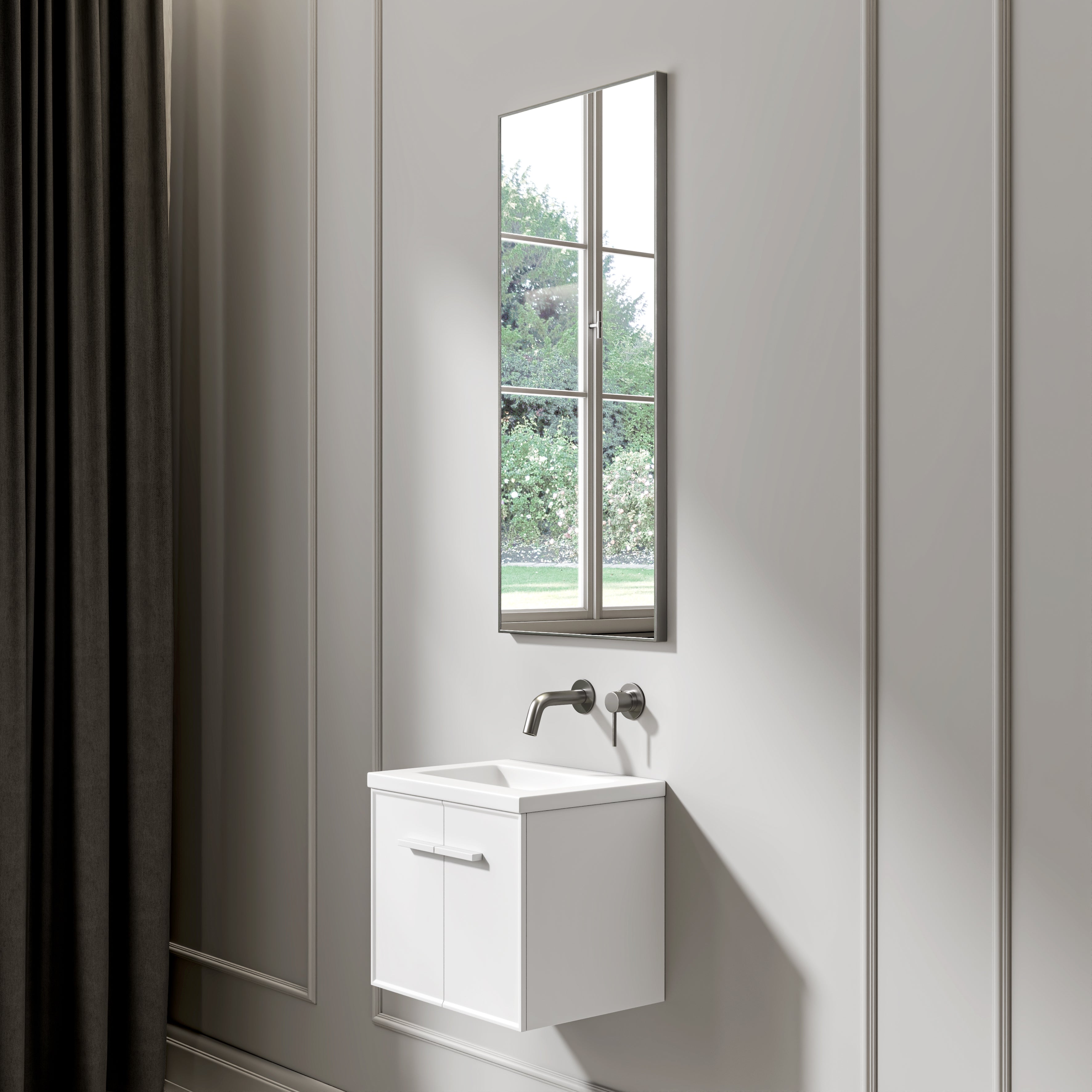 Nuvo Brushed Stainless Mirror 400mm