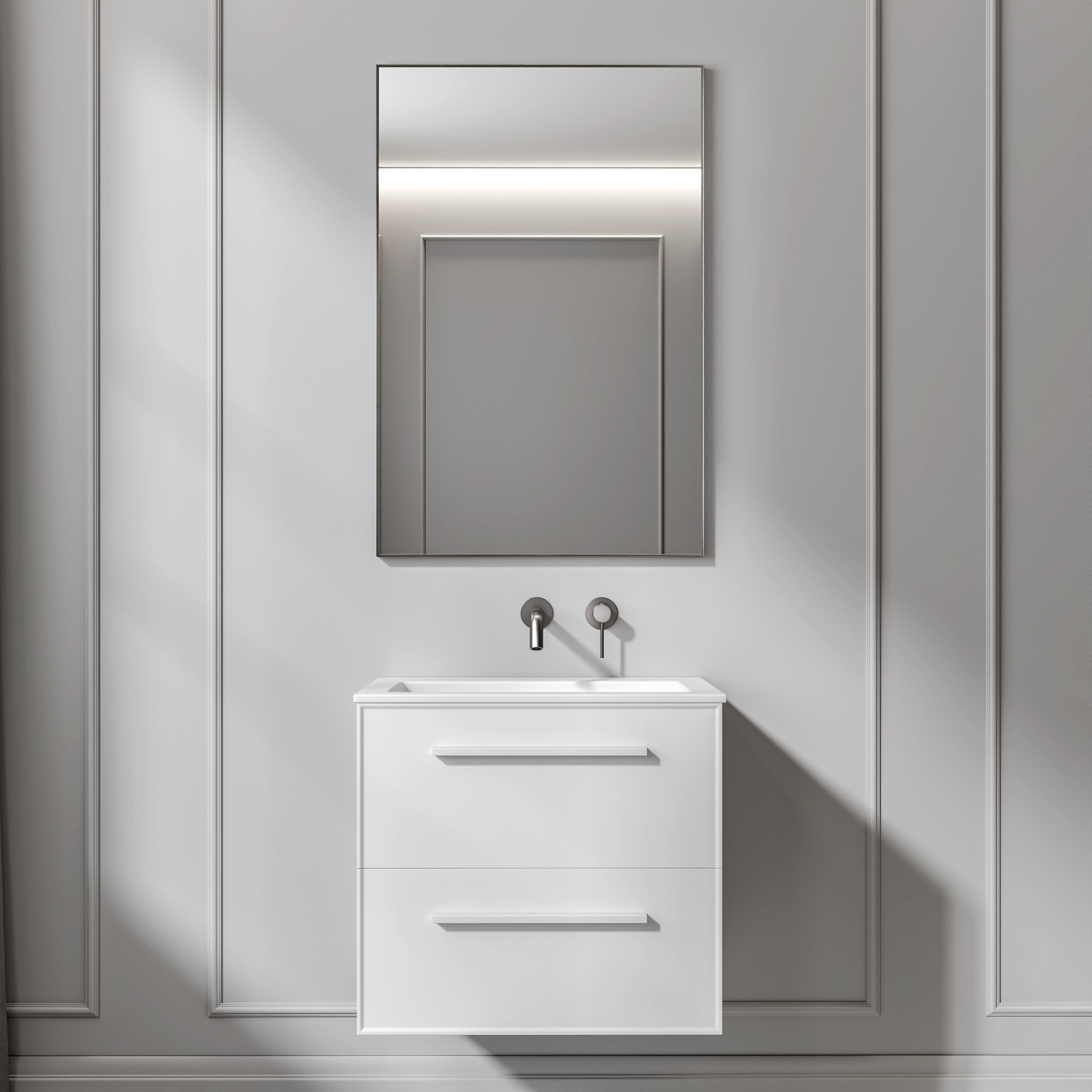 Nuvo Brushed Stainless Mirror 600mm