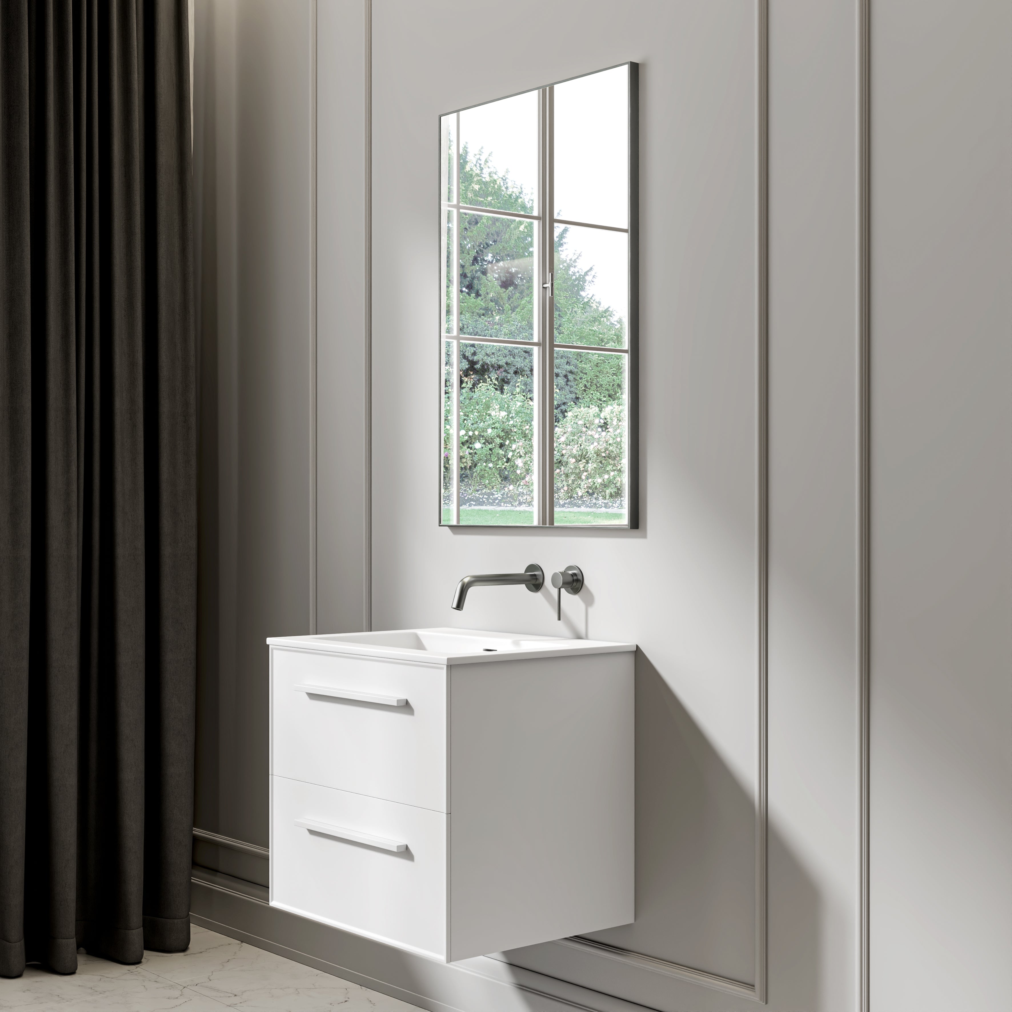 Nuvo Brushed Stainless Mirror 600mm