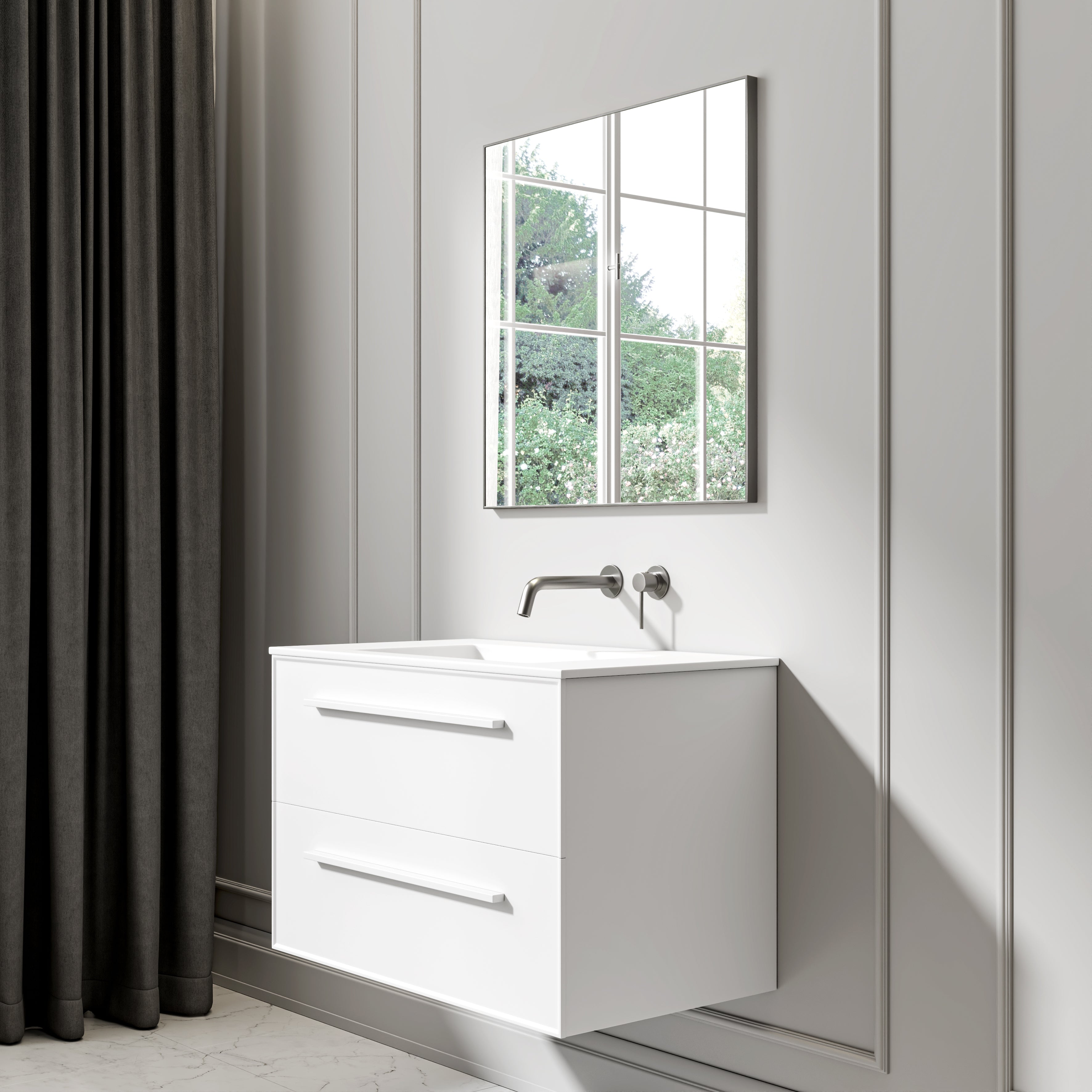 Nuvo Brushed Stainless Mirror 700mm