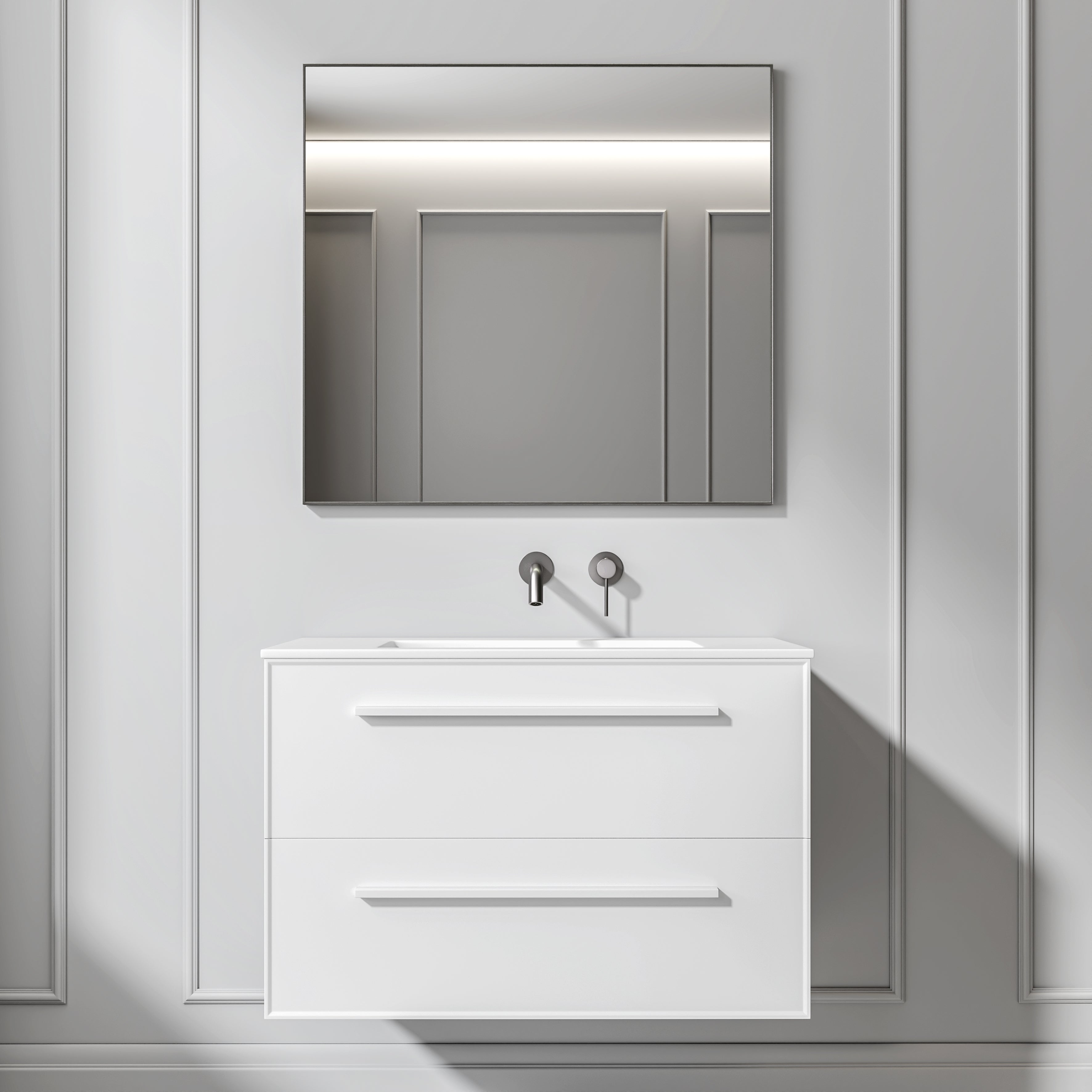Nuvo Brushed Stainless Mirror 800mm