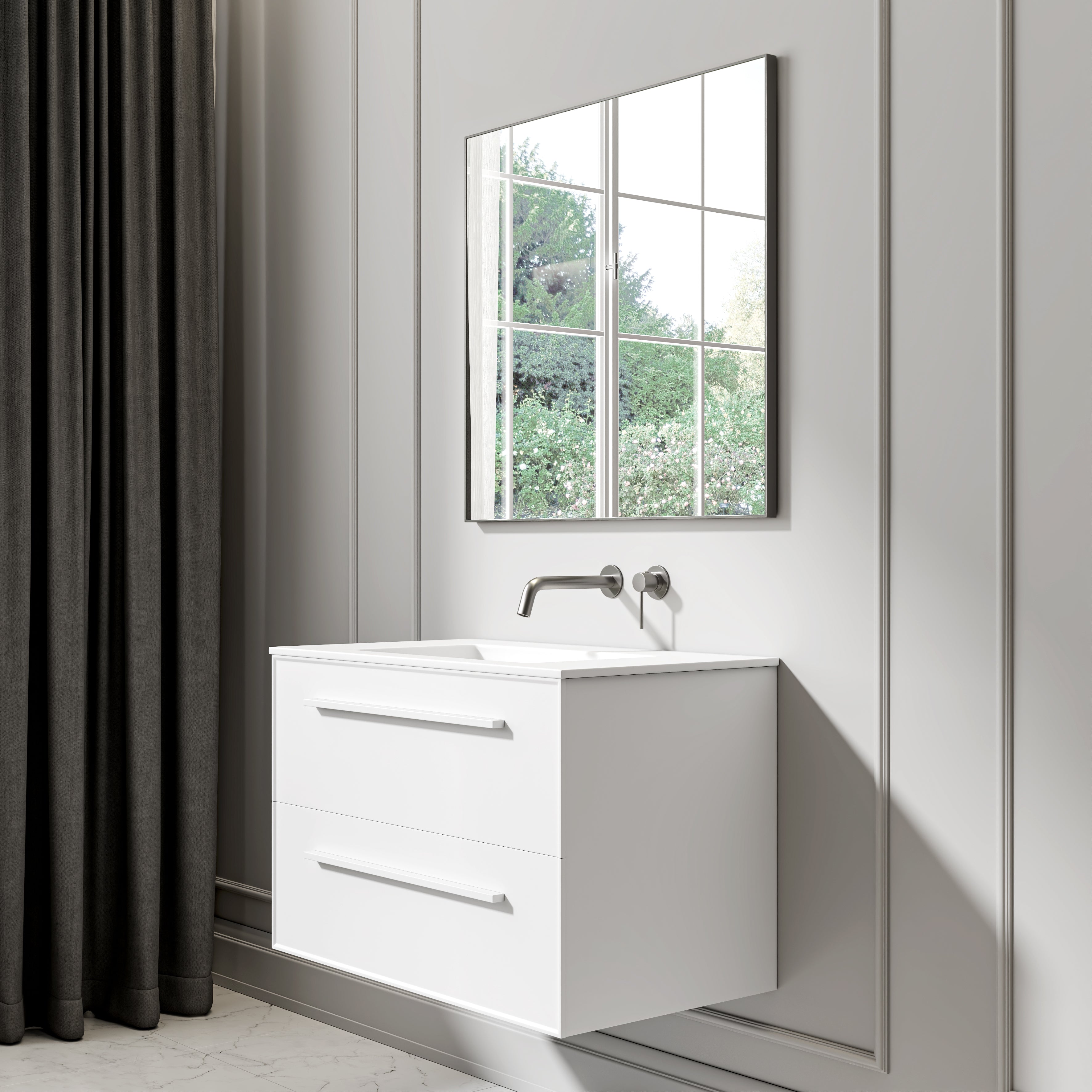 Nuvo Brushed Stainless Mirror 800mm