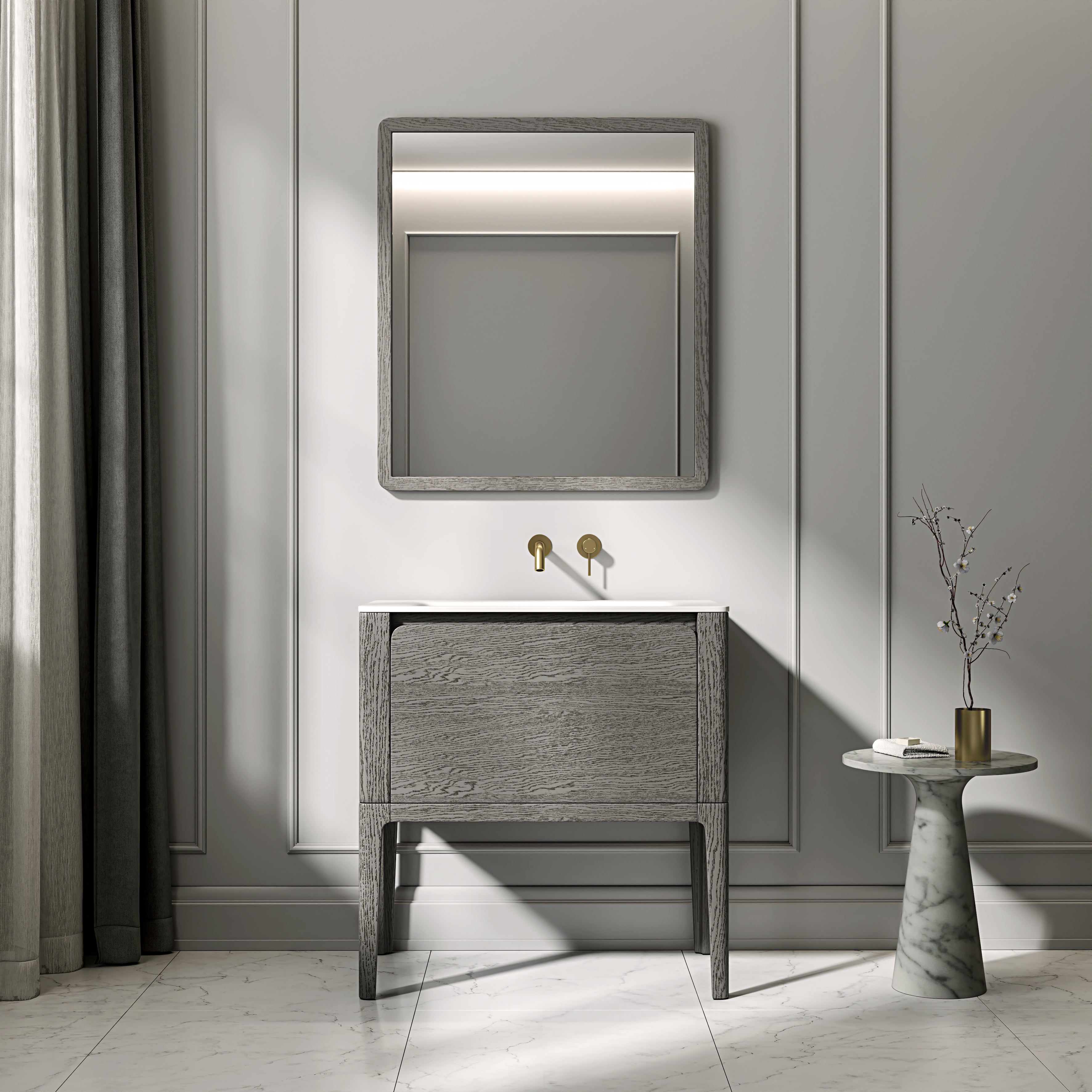 Jakarta Vanity Unit with Stone Basin (Grey Oak 800mm)