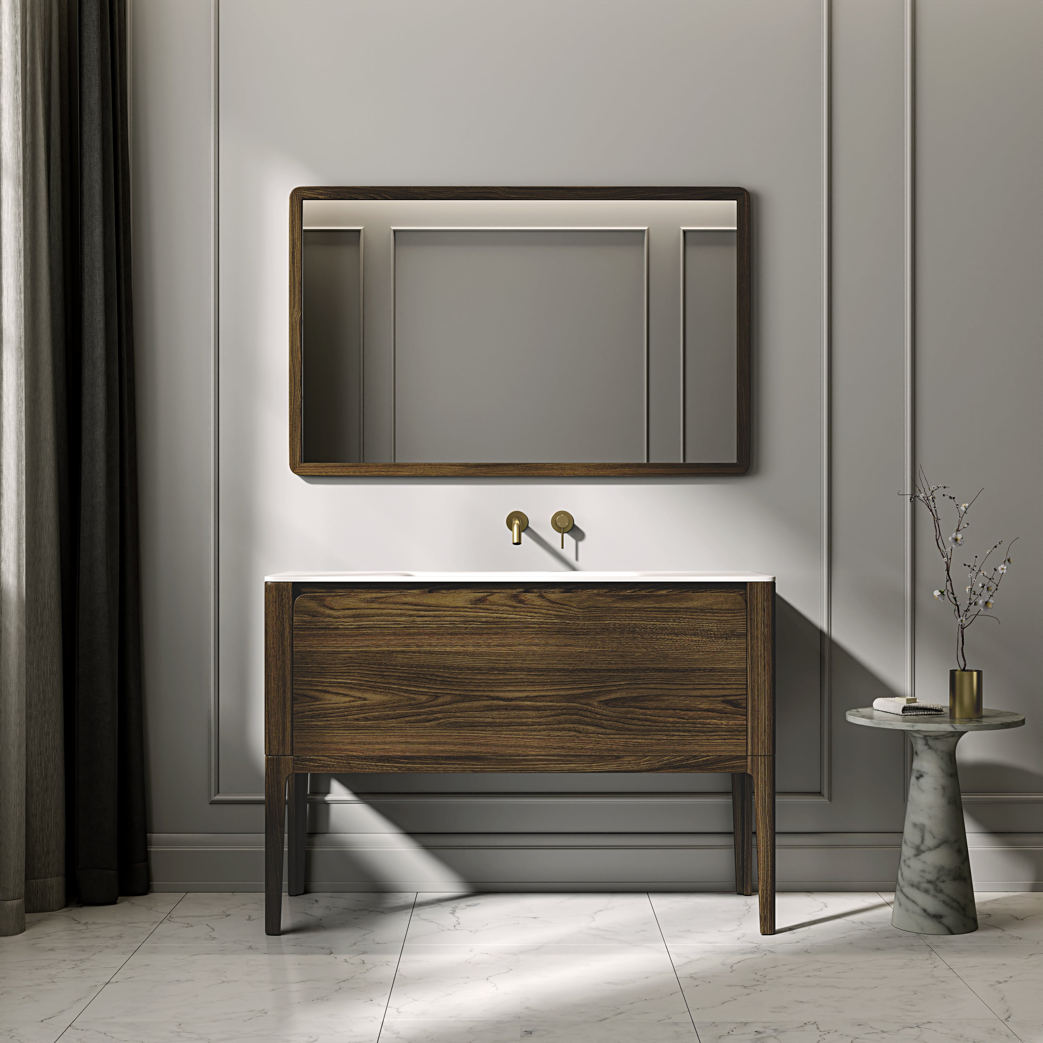 Jakarta Vanity Unit with Stone Basin (Dark Oak 1200mm)