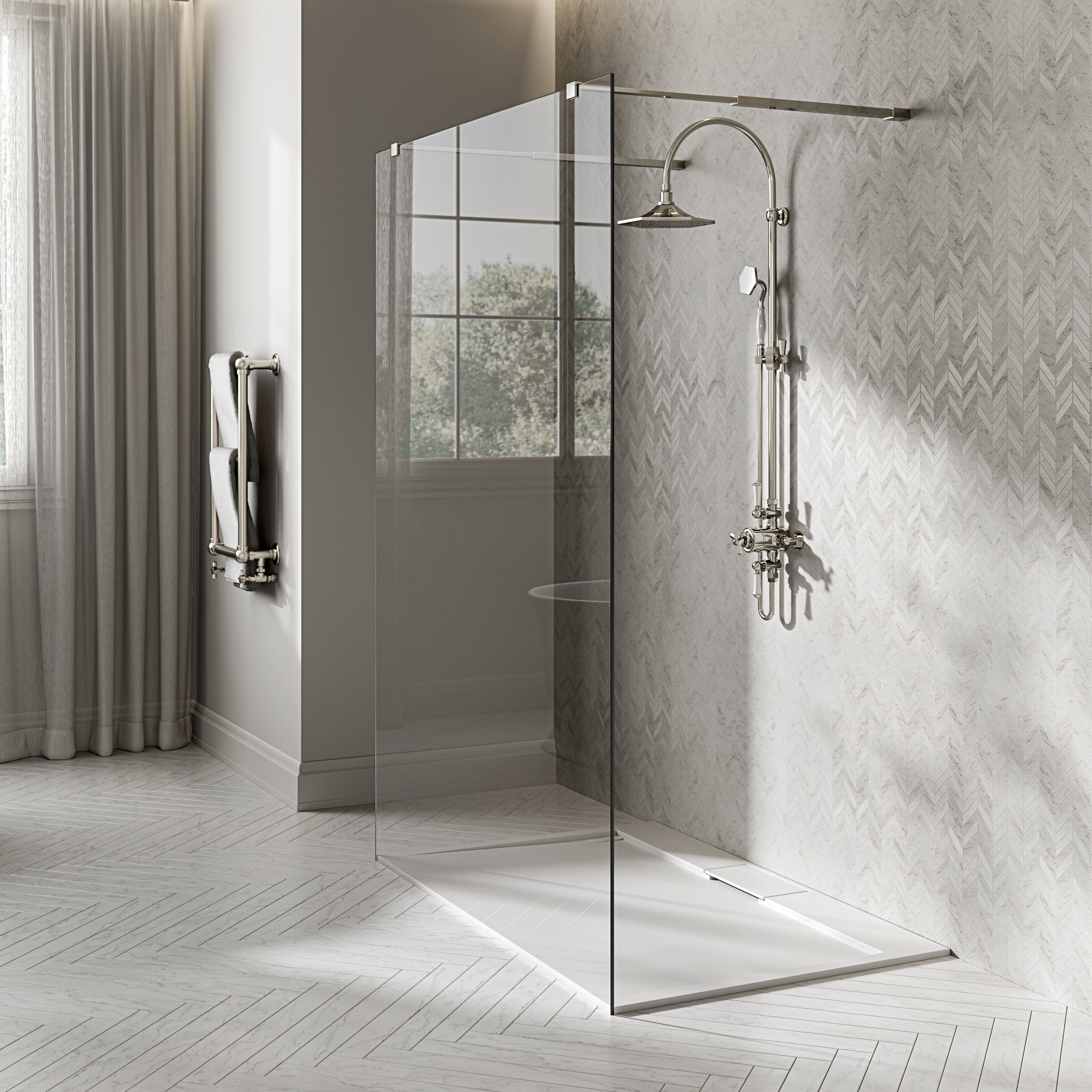 Vida Matte White Stone Landscape Shower Tray