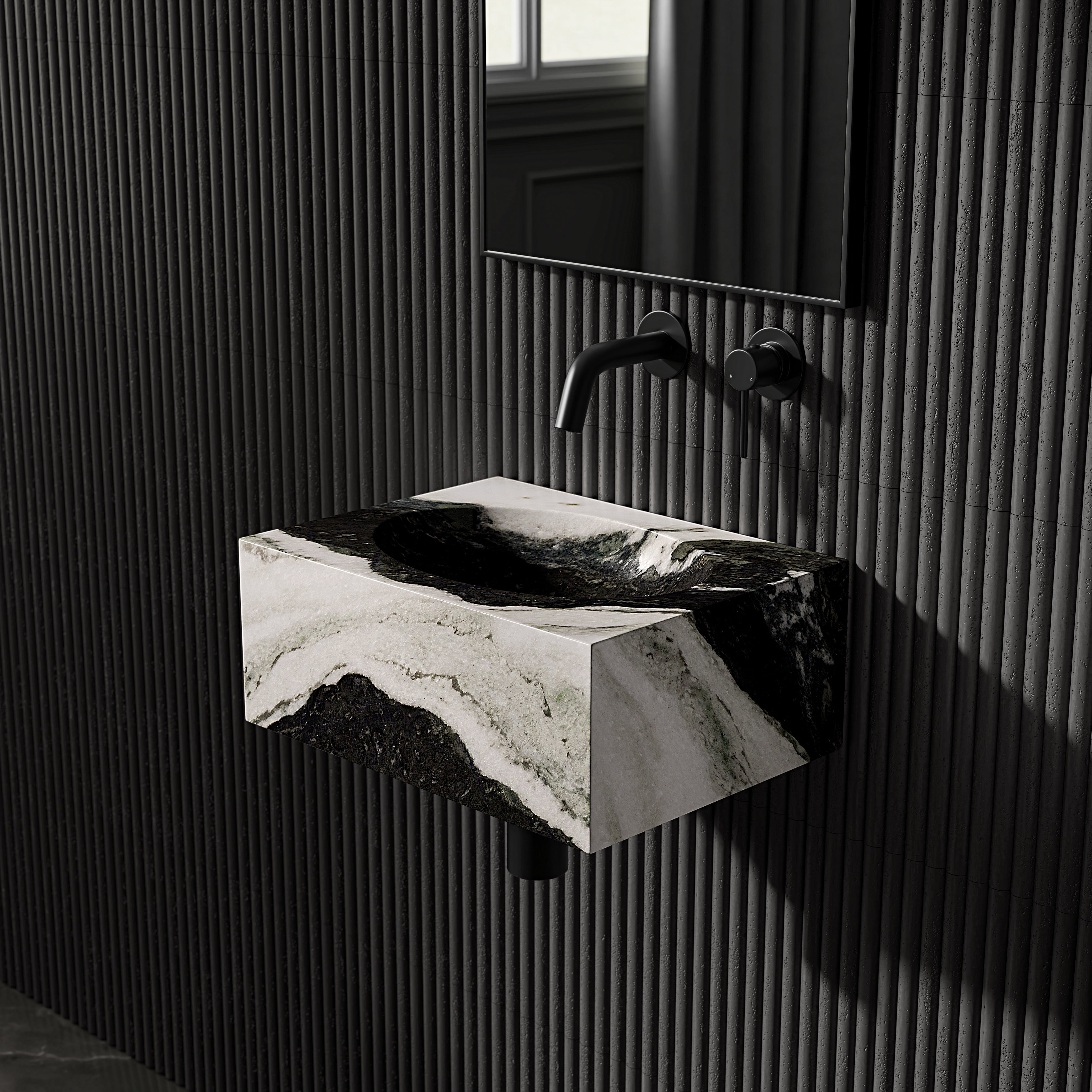 Vienna Panda Marble Wall Hung Basin 400mm