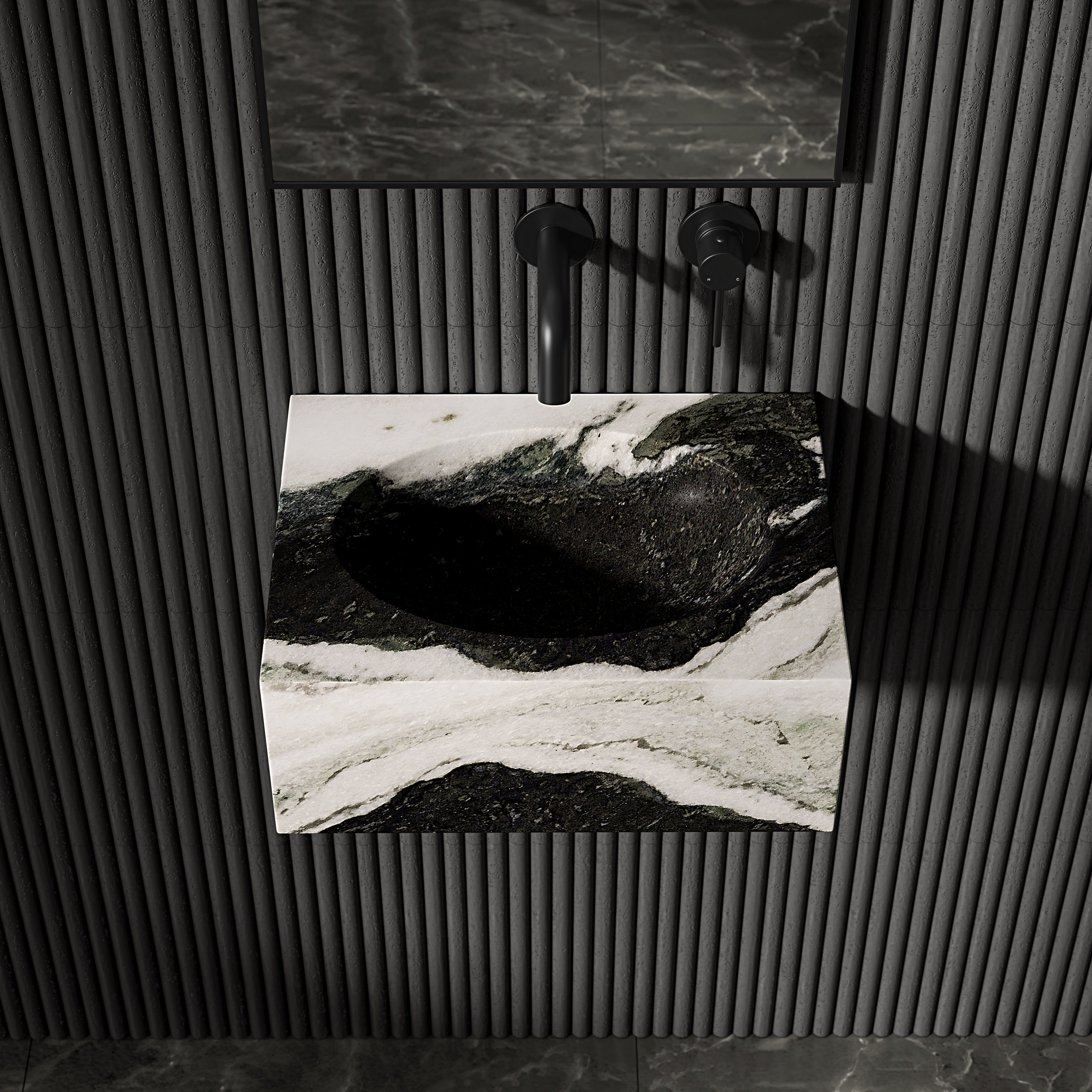 Vienna Panda Marble Wall Hung Basin 400mm