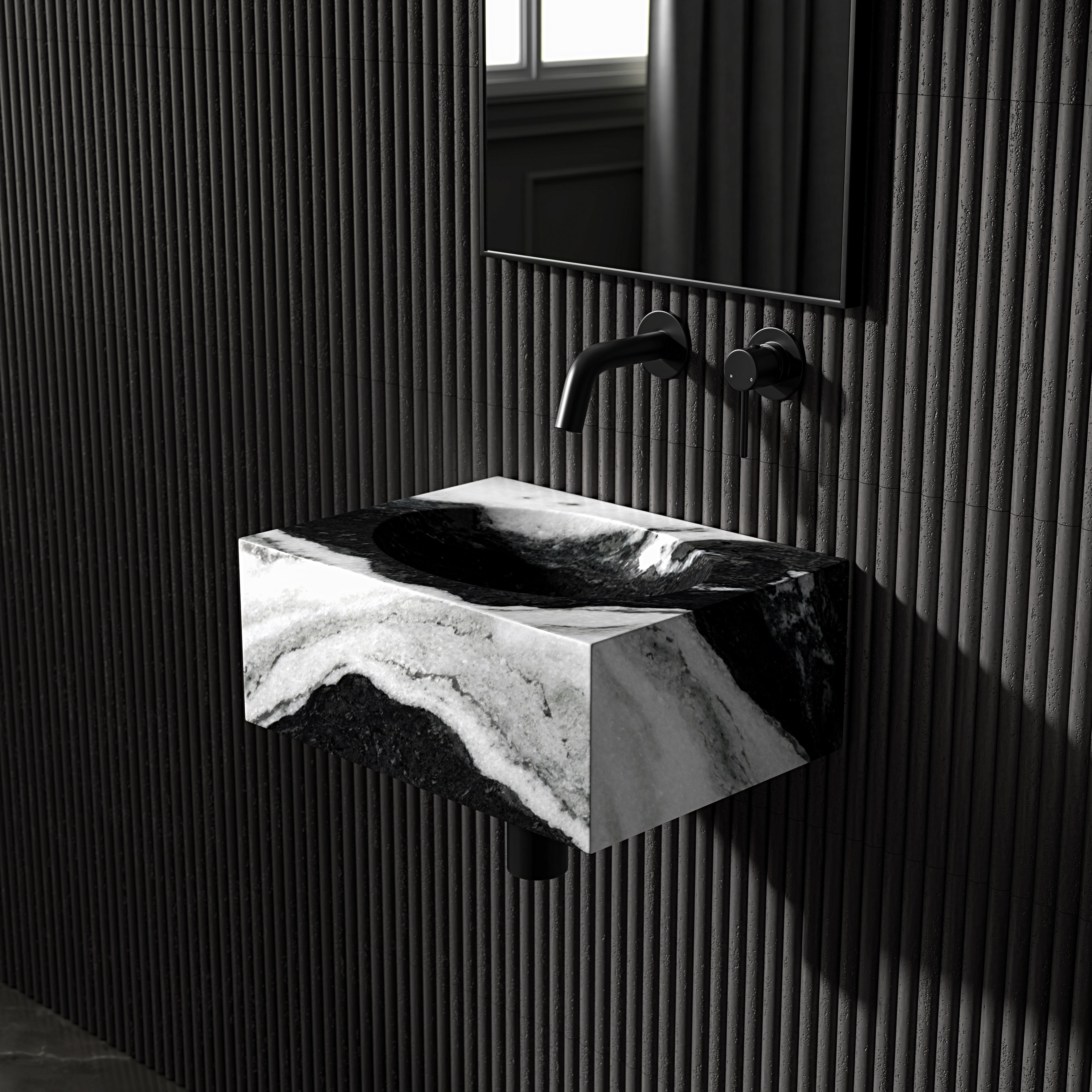 Vienna Panda Marble Wall Hung Basin 400mm