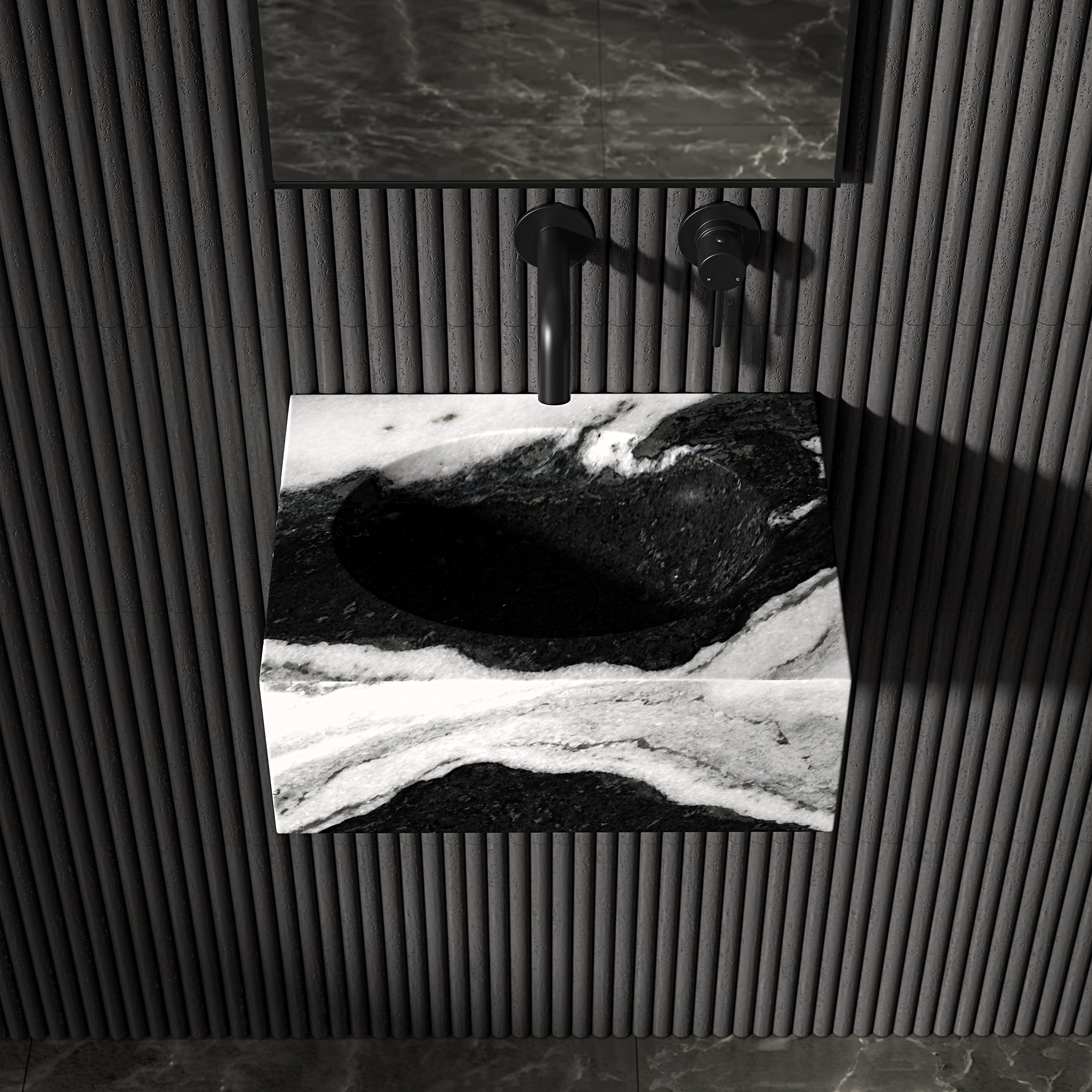 Vienna Panda Marble Wall Hung Basin 400mm