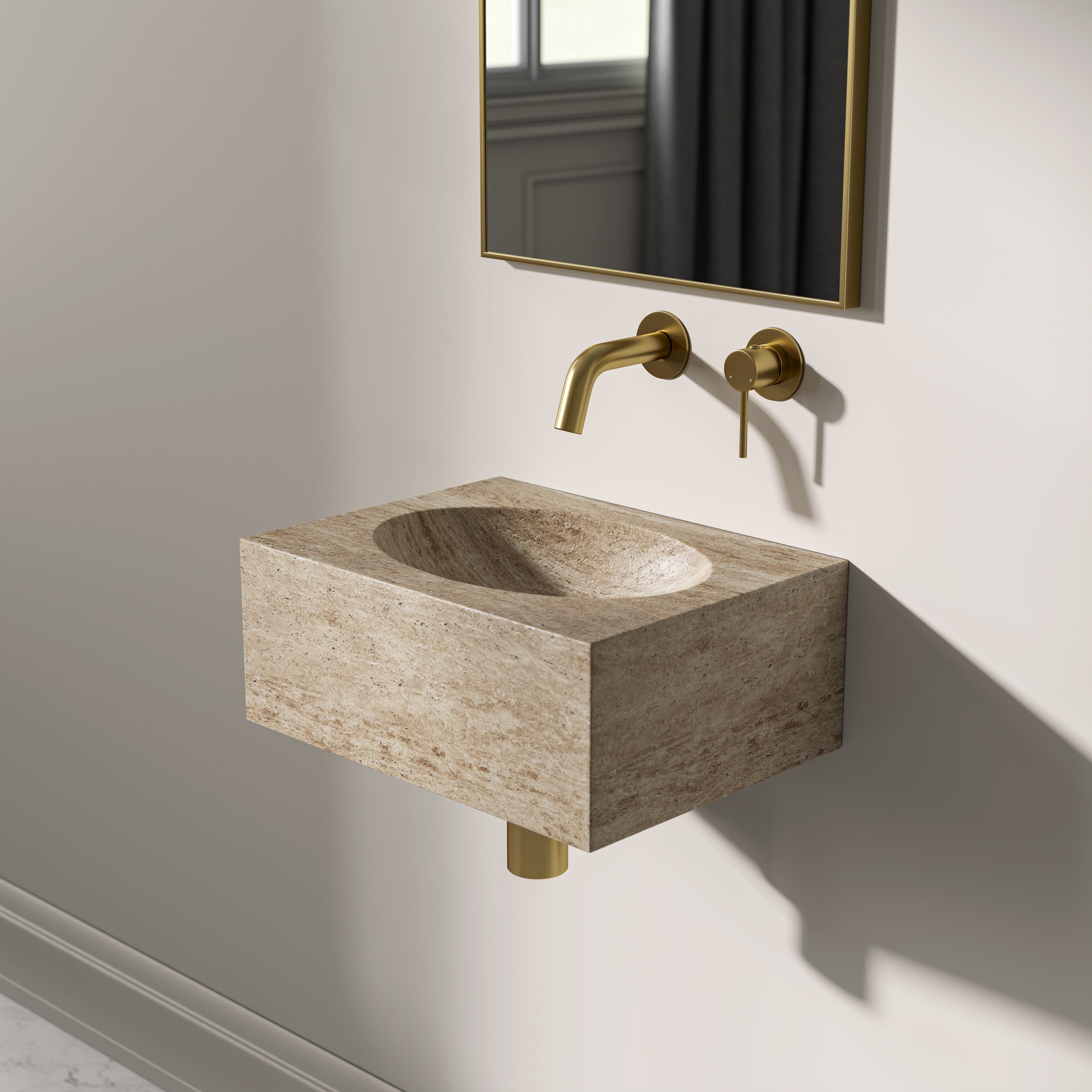 Vienna Travertine Marble Wall Hung Basin 400mm