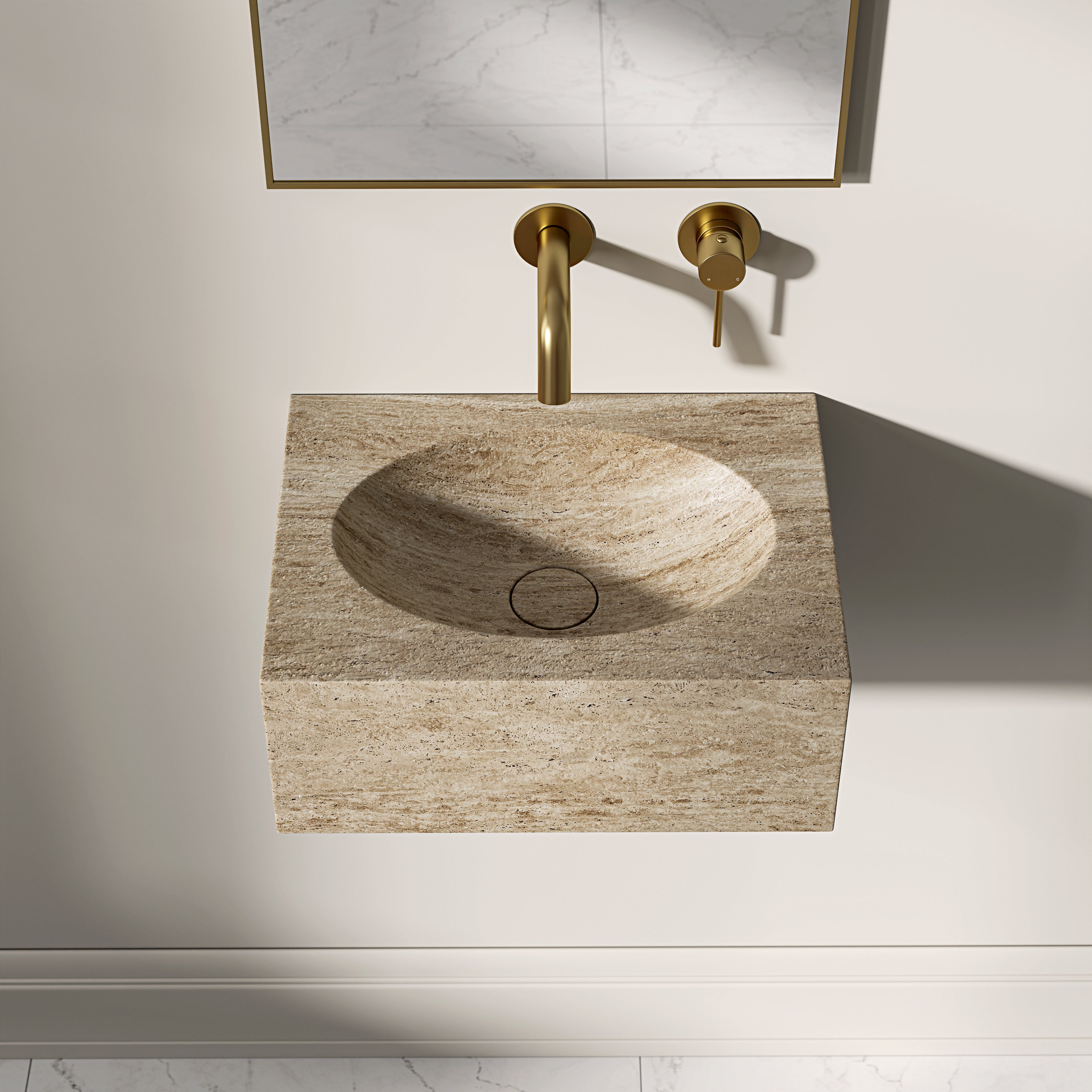 Vienna Travertine Marble Wall Hung Basin 400mm