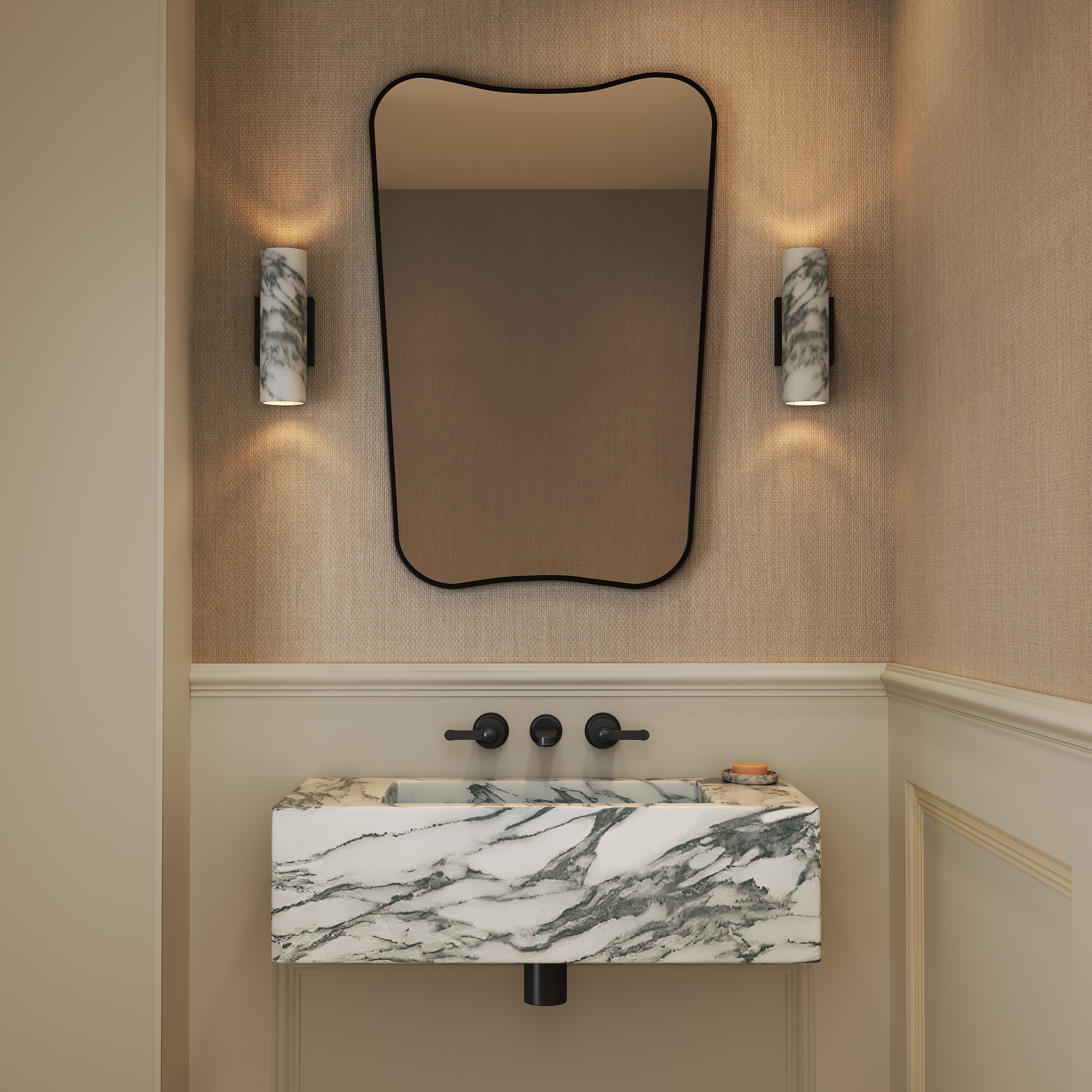 Henley Matte Black Curved Mirror 650mm